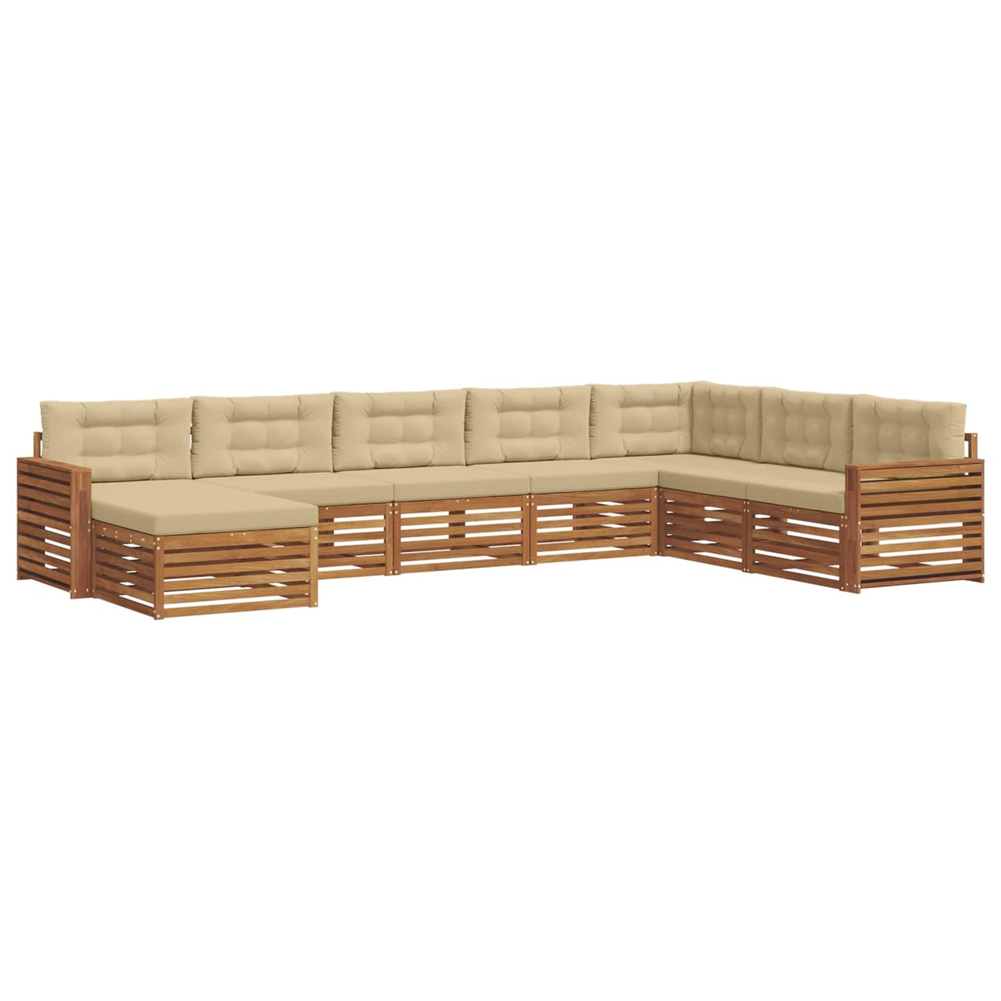Outdoor-Sofagarnitur 8 stk. Natur und Beige Massivholz Akazie