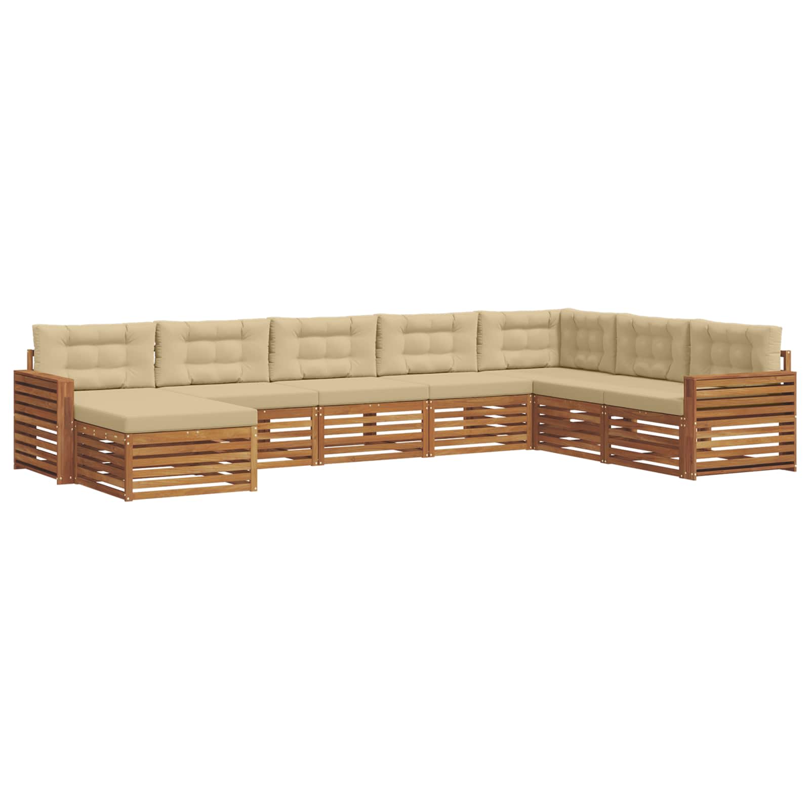 Outdoor-Sofagarnitur 8 stk. Natur und Beige Massivholz Akazie