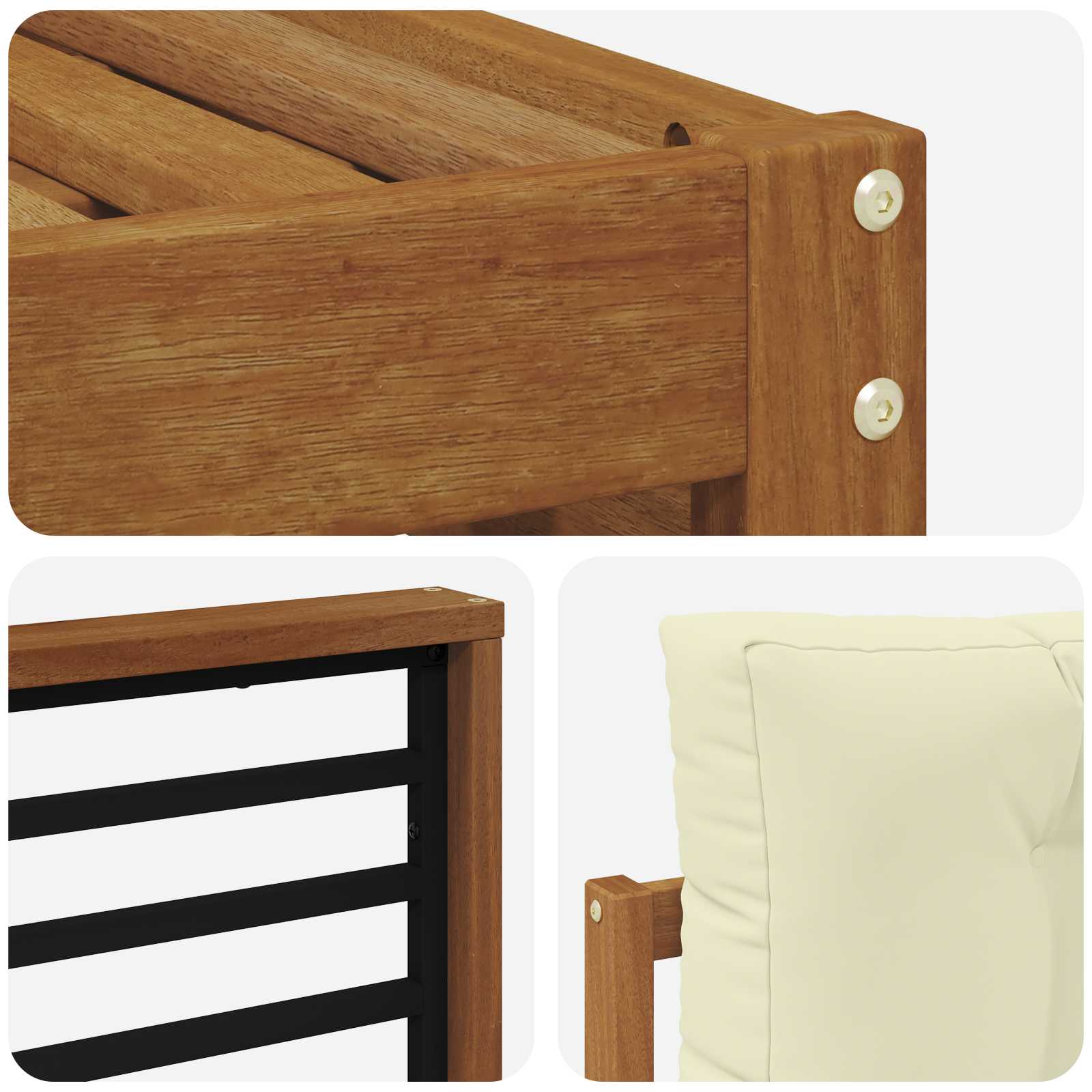 Outdoor-Sofagarnitur 8 stk. Natur und Creme Massivholz Akazie