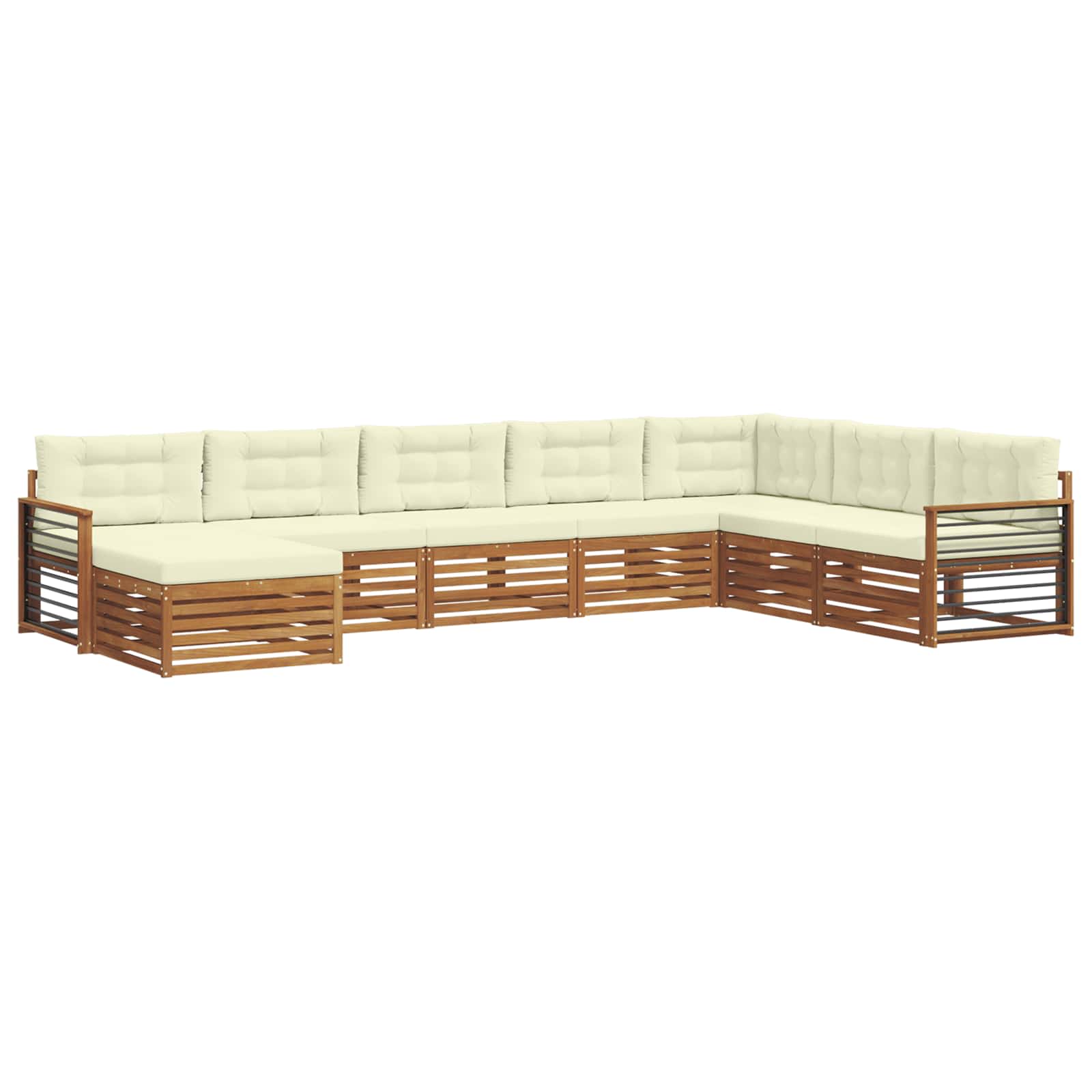 Outdoor-Sofagarnitur 8 stk. Natur und Creme Massivholz Akazie