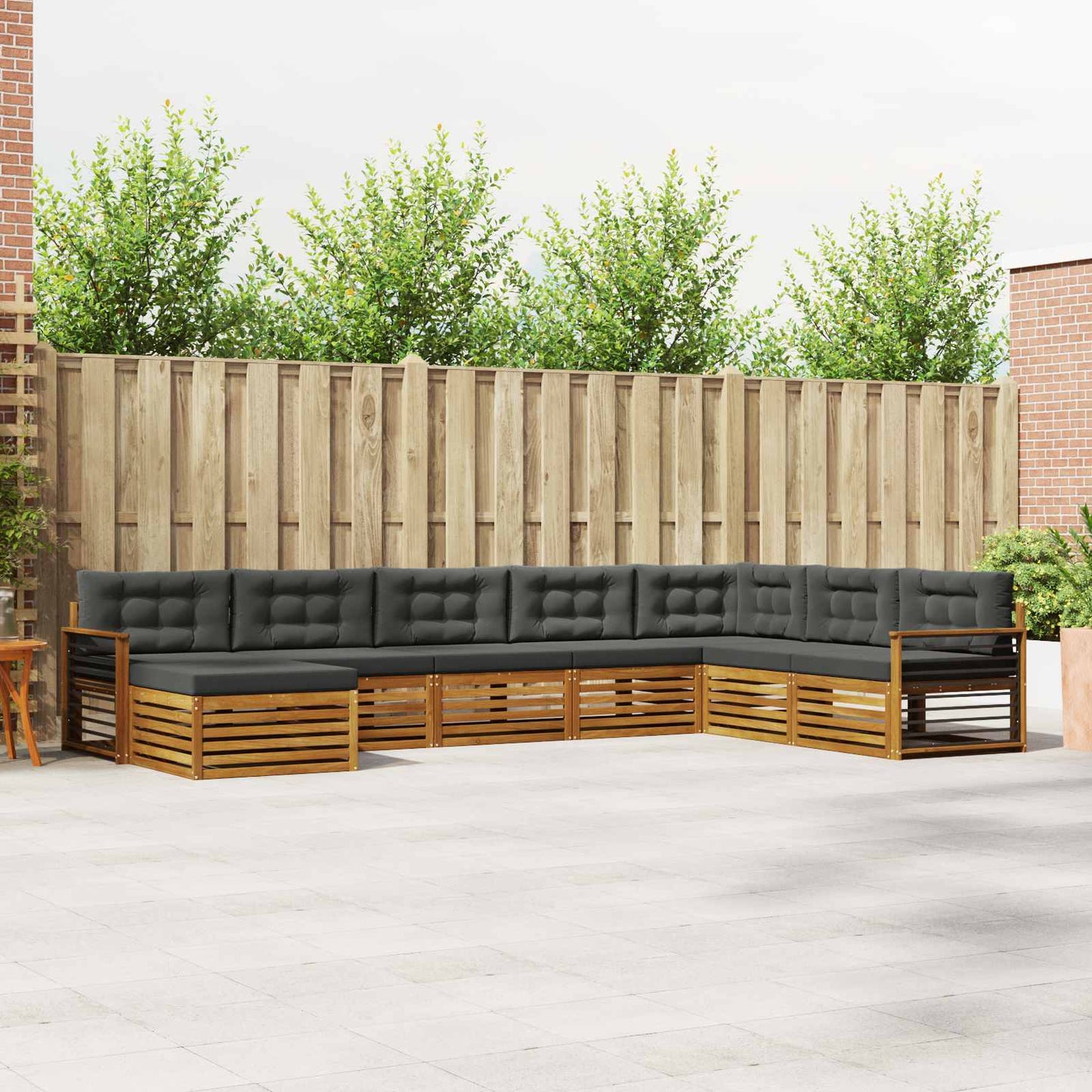 Outdoor-Sofagarnitur 8 stk. Natur und Anthrazit