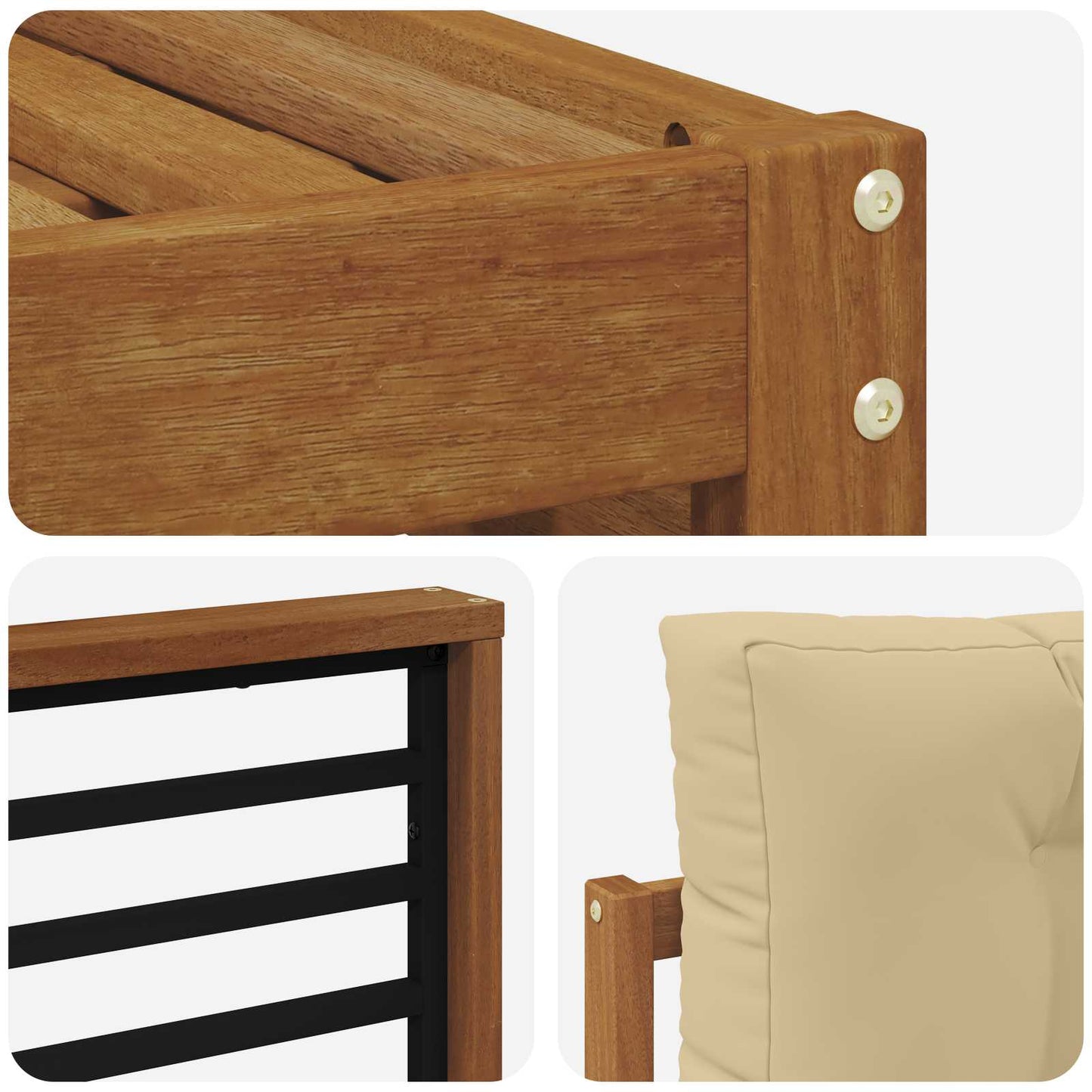 Outdoor-Sofagarnitur 8 stk. Natur und Beige Massivholz Akazie