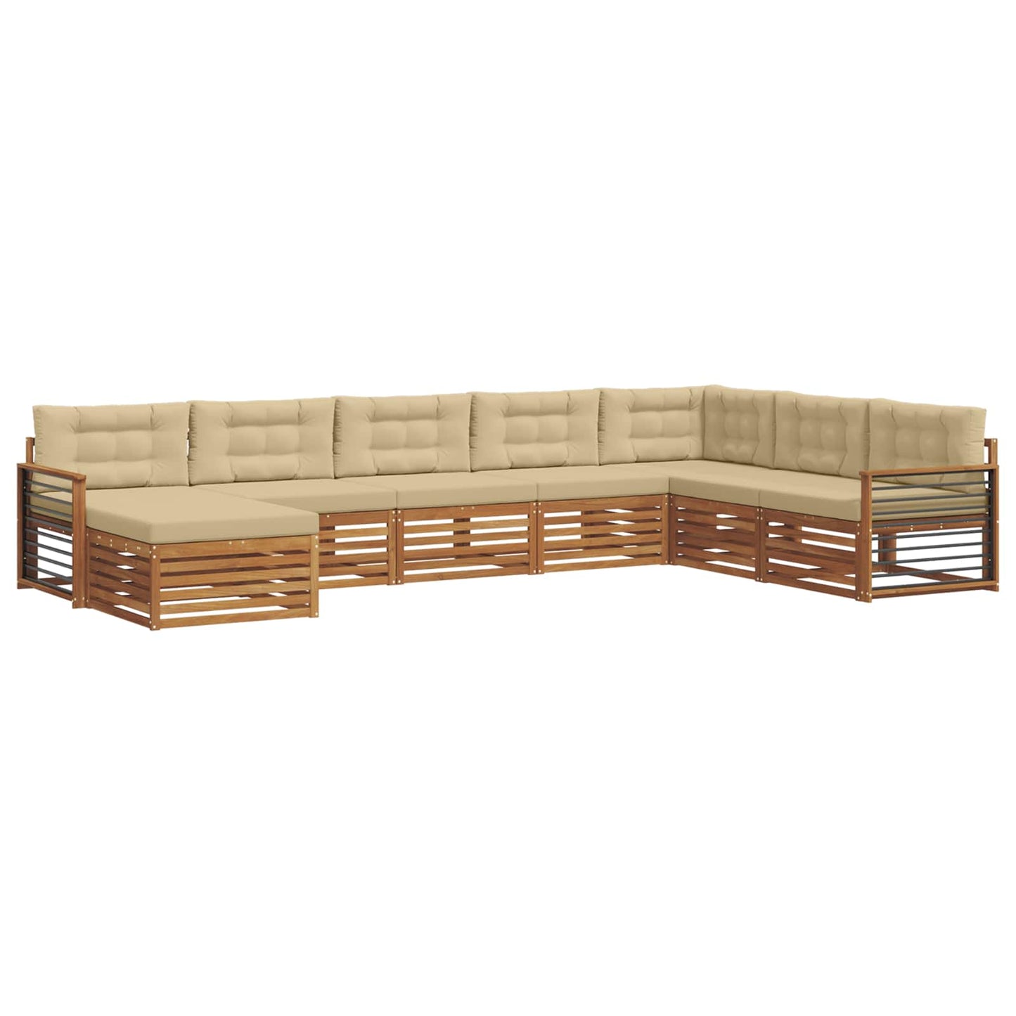 Outdoor-Sofagarnitur 8 stk. Natur und Beige Massivholz Akazie