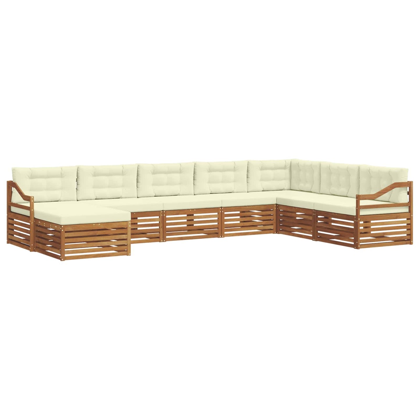 Outdoor-Sofagarnitur 8 stk. Natur und Creme Massivholz Akazie