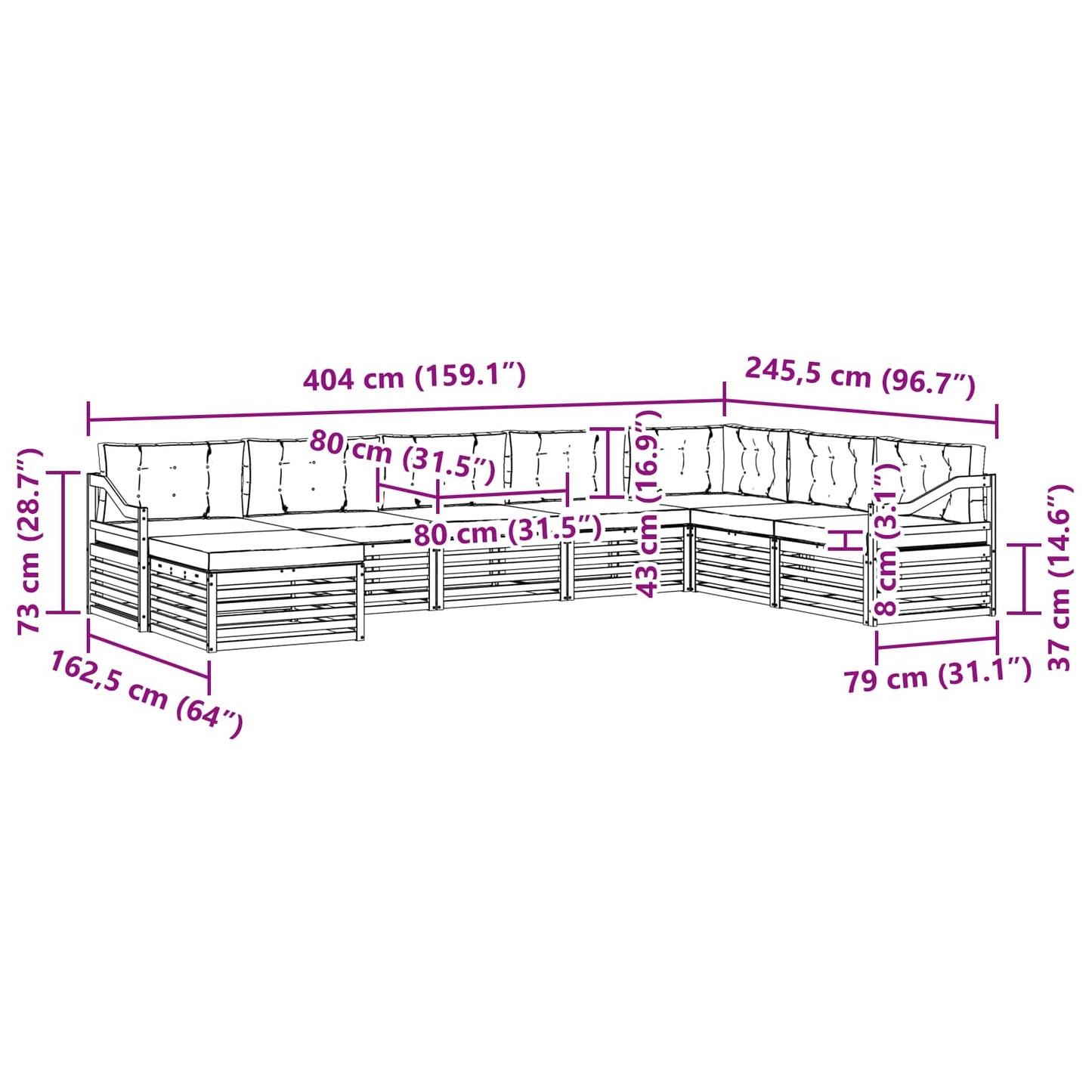 Outdoor-Sofagarnitur 8 stk. Natur und Anthrazit