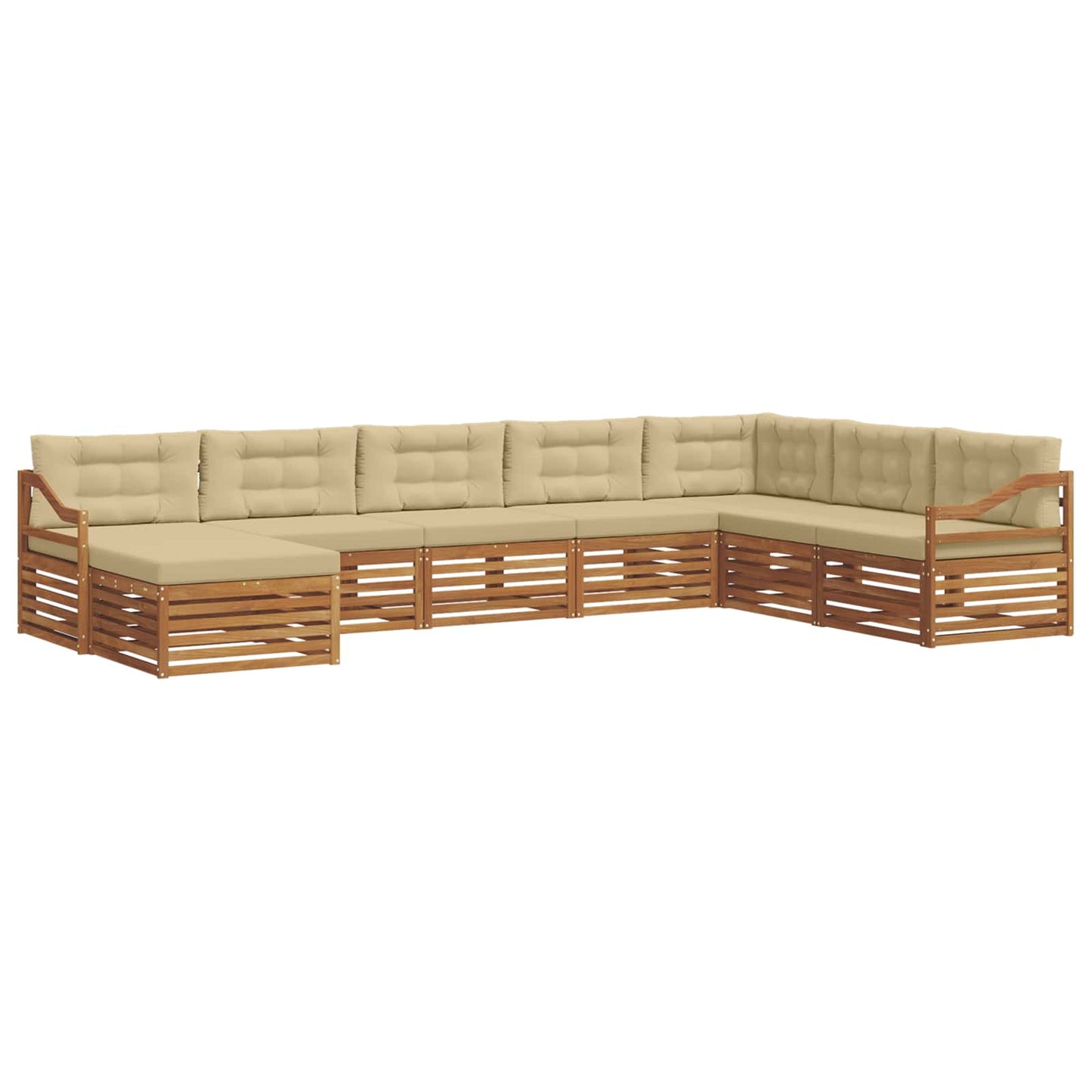 Outdoor-Sofagarnitur 8 stk. Natur und Beige Massivholz Akazie