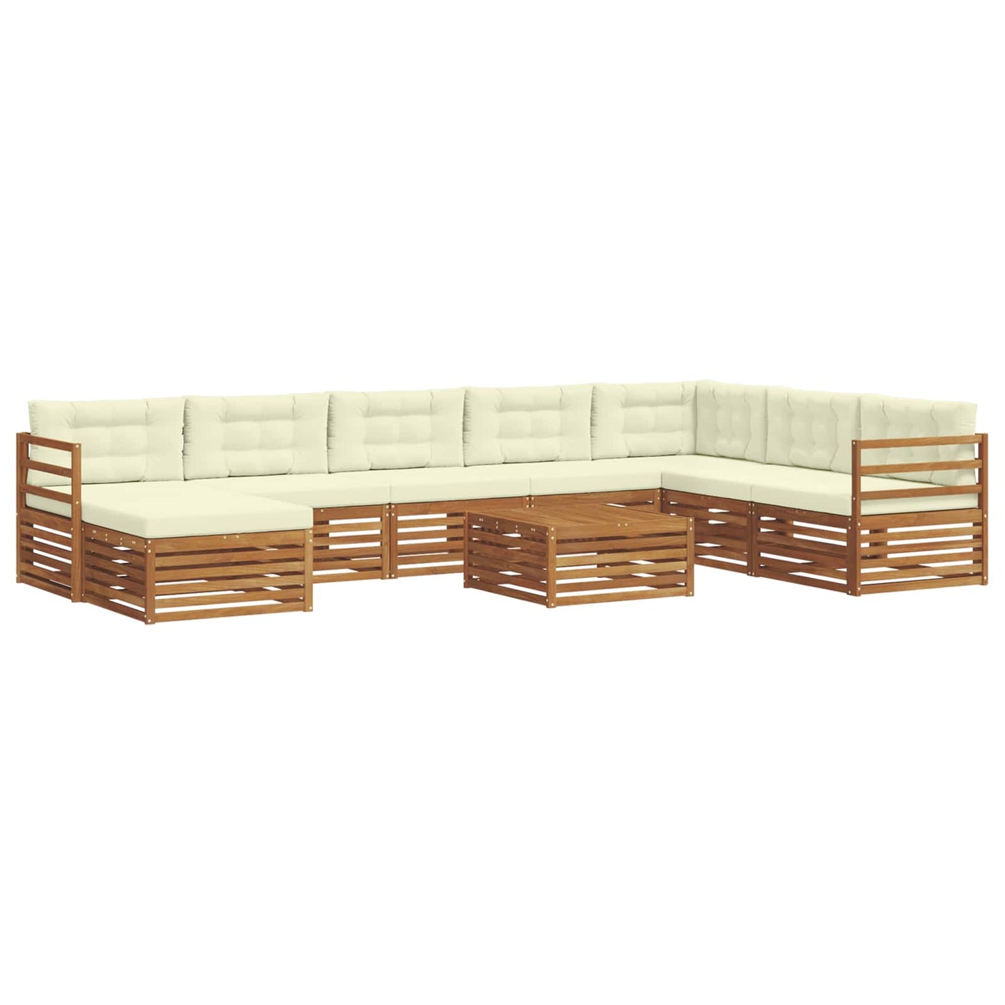 Outdoor-Sofagarnitur 9 pcs Natur und Creme Massivholz Akazie