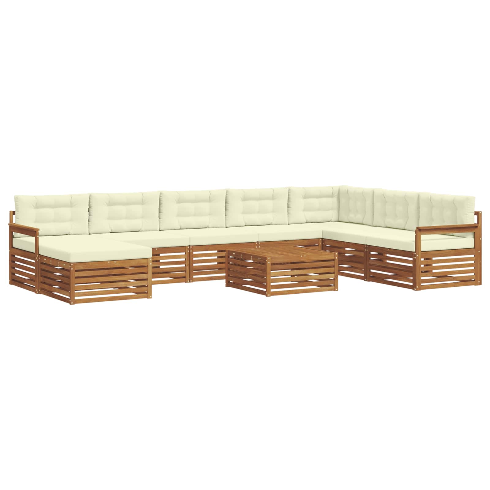 Outdoor-Sofagarnitur 9 pcs Natur und Creme Massivholz Akazie