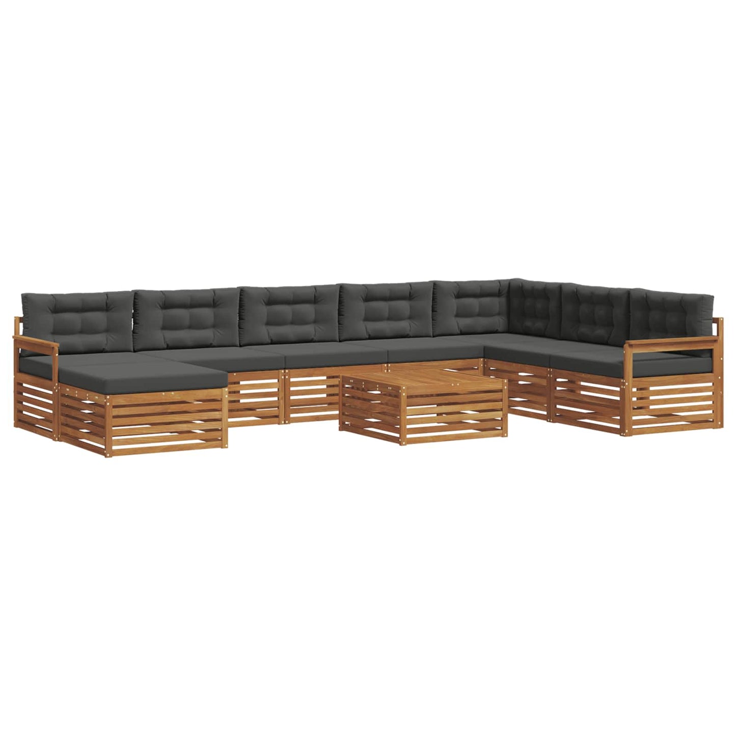 Outdoor-Sofagarnitur 9 stk. Natur und Anthrazit