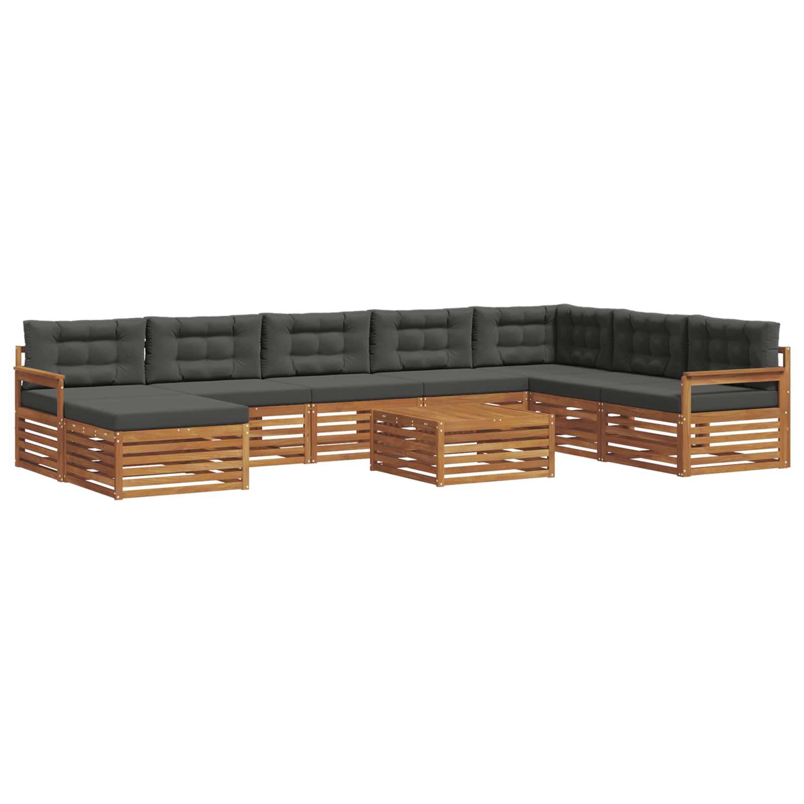 Outdoor-Sofagarnitur 9 stk. Natur und Anthrazit