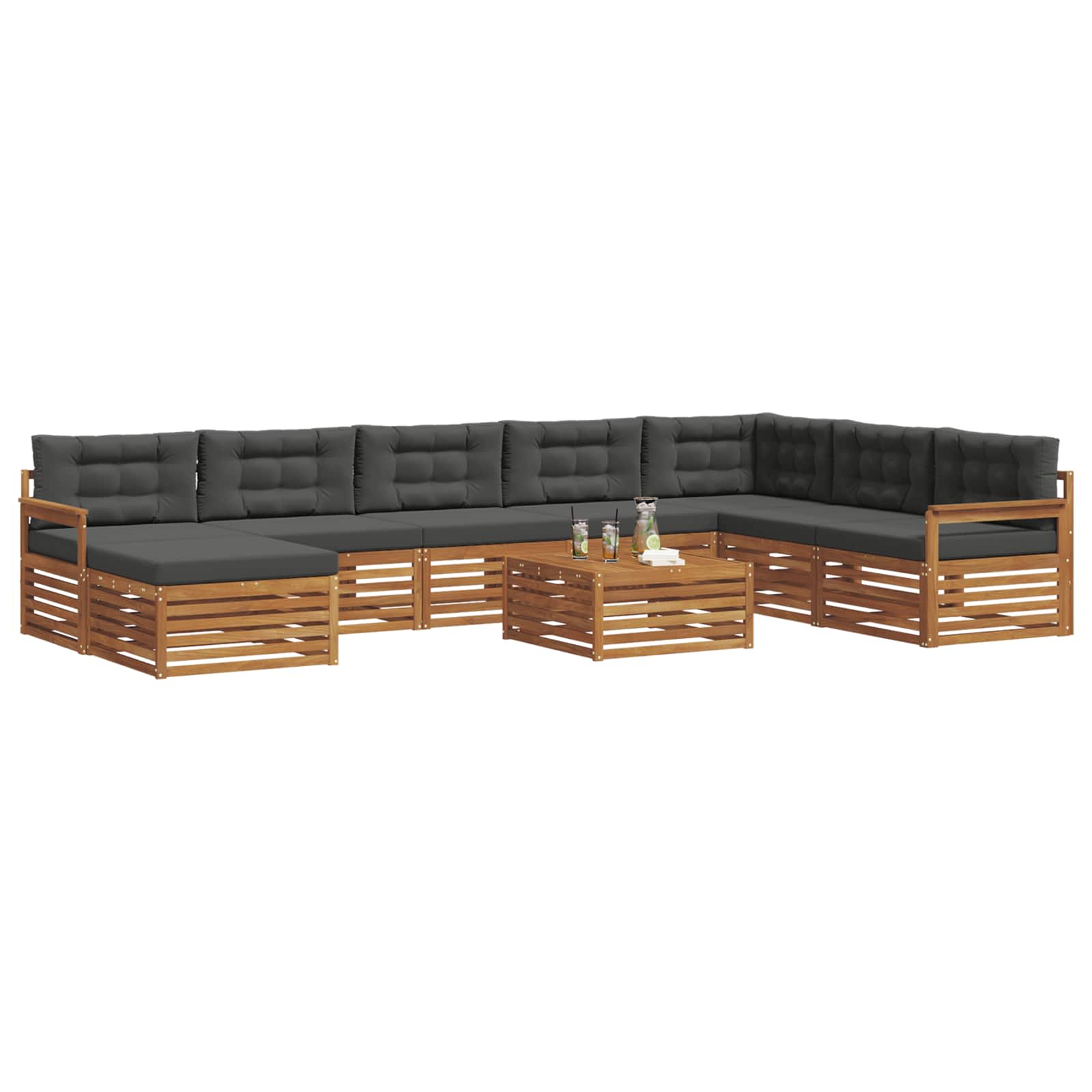 Outdoor-Sofagarnitur 9 stk. Natur und Anthrazit