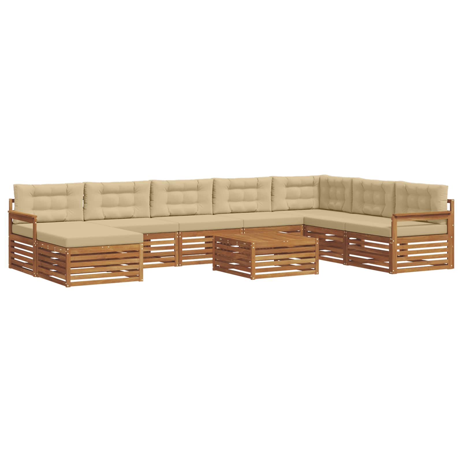 Outdoor-Sofagarnitur 9 pcs Natur und Beige Massivholz Akazie