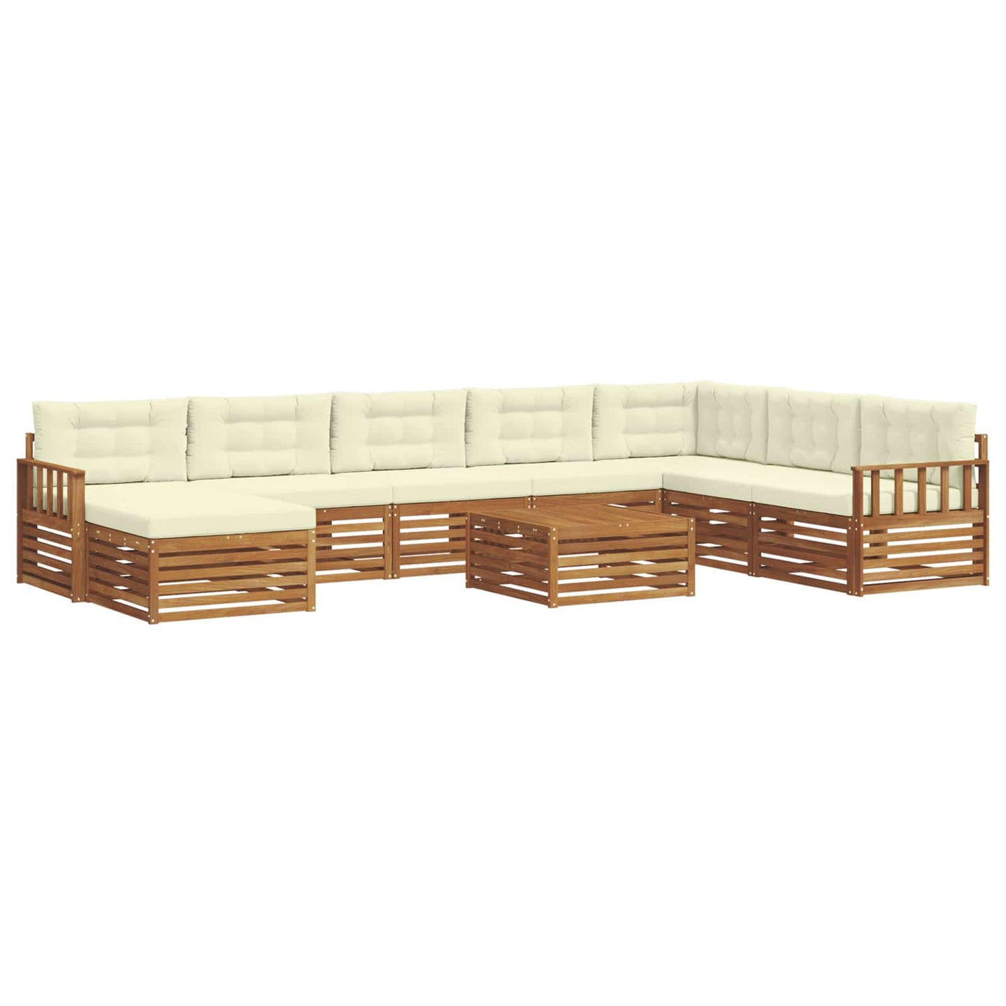 Outdoor-Sofagarnitur 9 pcs Natur und Creme Massivholz Akazie