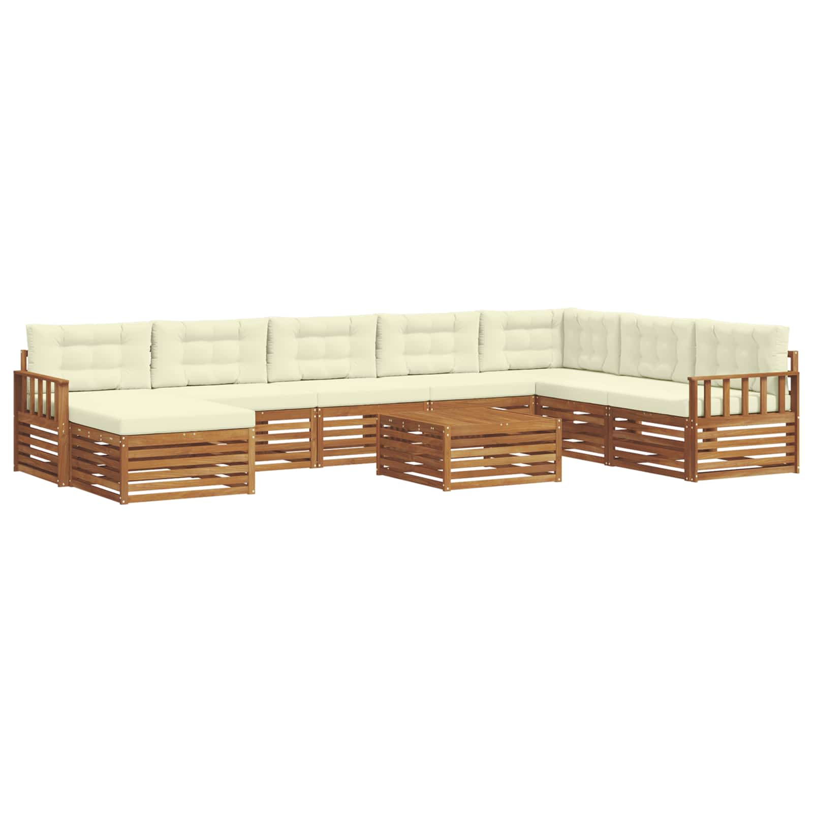 Outdoor-Sofagarnitur 9 pcs Natur und Creme Massivholz Akazie