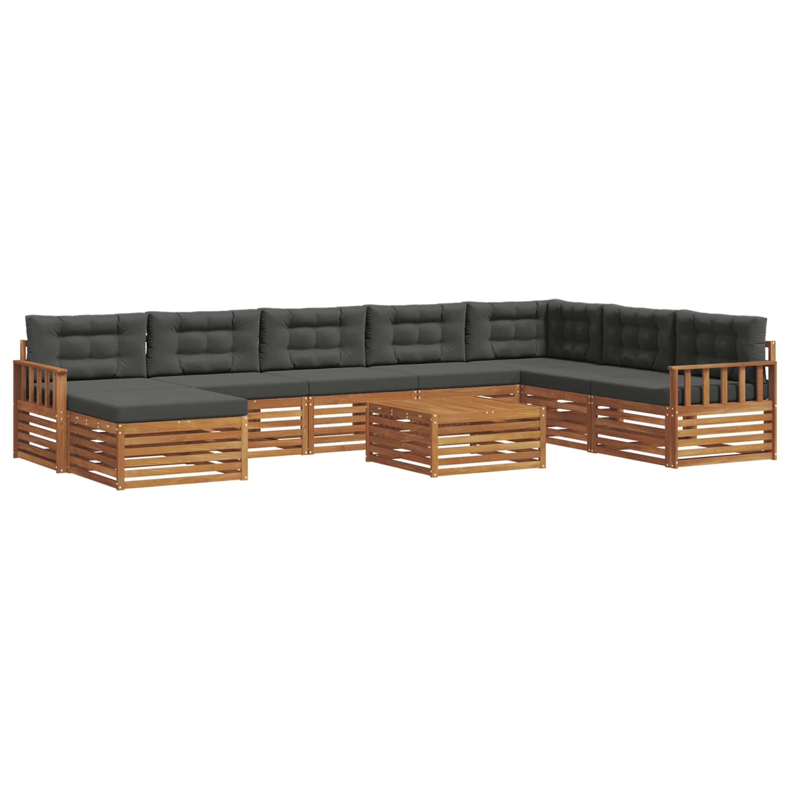 Outdoor-Sofagarnitur 9 stk. Natur und Anthrazit