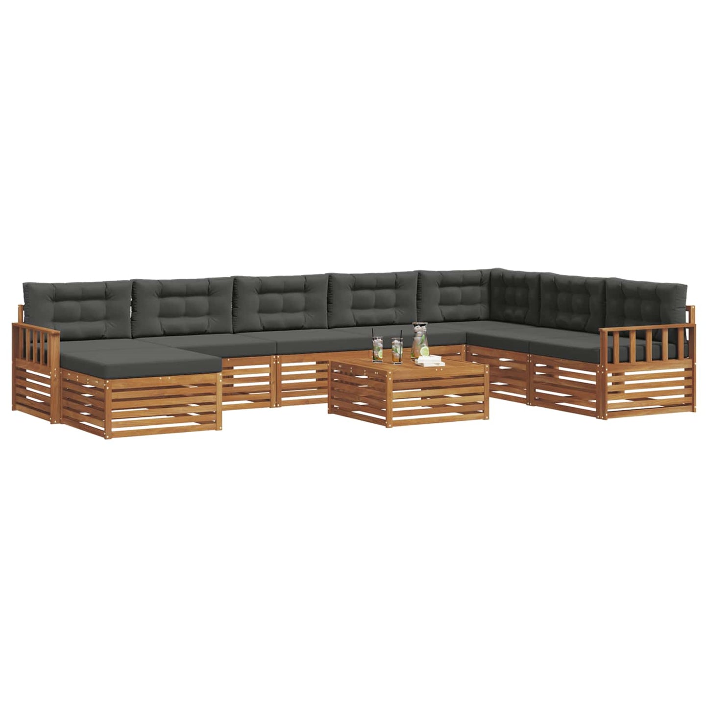 Outdoor-Sofagarnitur 9 stk. Natur und Anthrazit