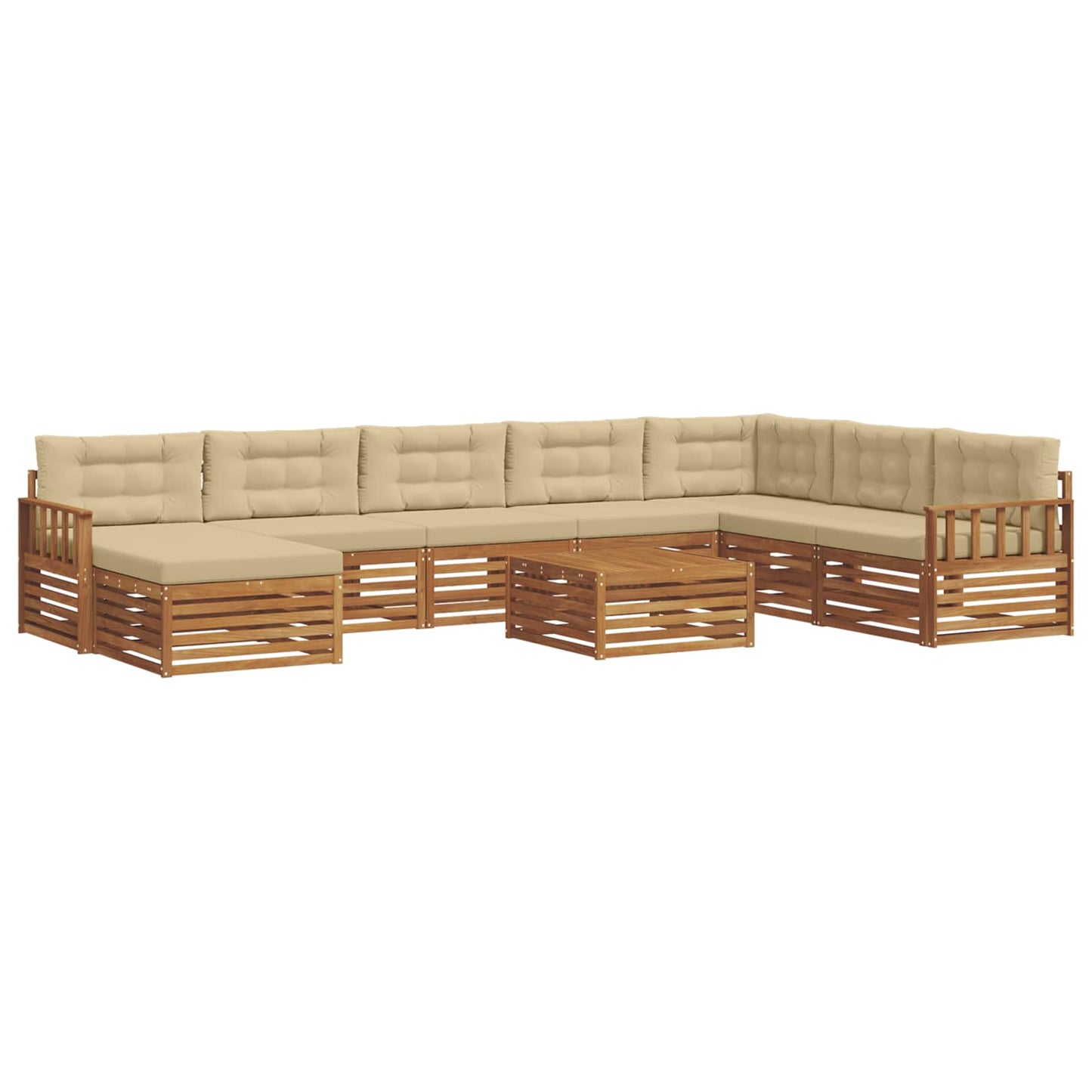 Outdoor-Sofagarnitur 9 pcs Natur und Beige Massivholz Akazie