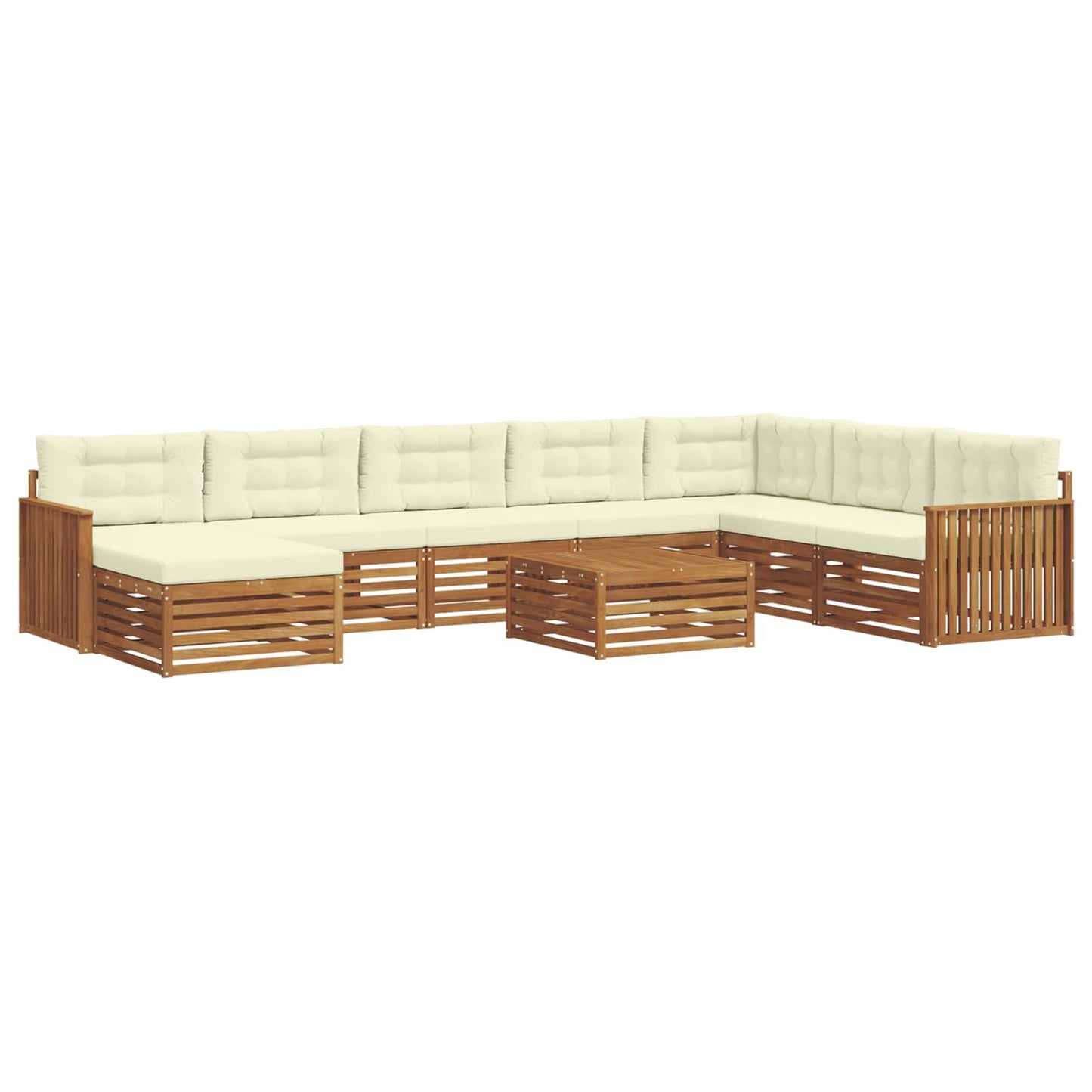 Outdoor-Sofagarnitur 9 pcs Natur und Creme Massivholz Akazie