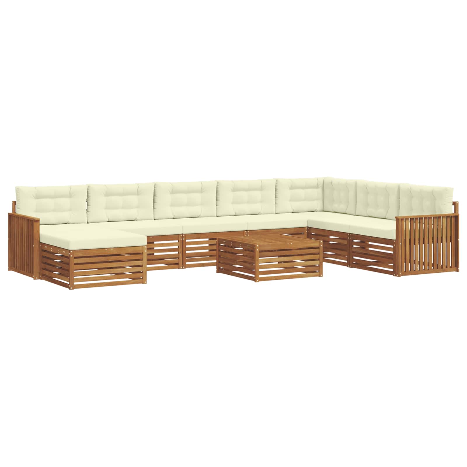 Outdoor-Sofagarnitur 9 pcs Natur und Creme Massivholz Akazie