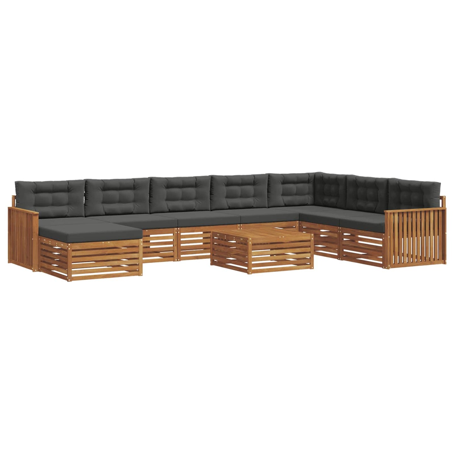 Outdoor-Sofagarnitur 9 stk. Natur und Anthrazit