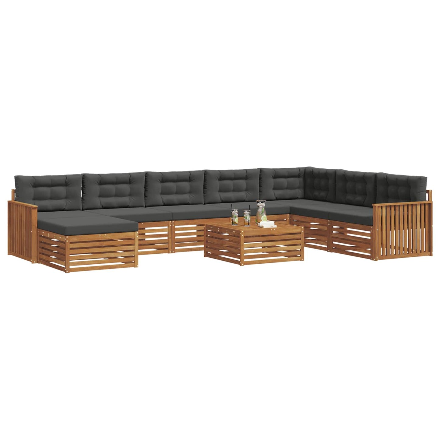 Outdoor-Sofagarnitur 9 stk. Natur und Anthrazit