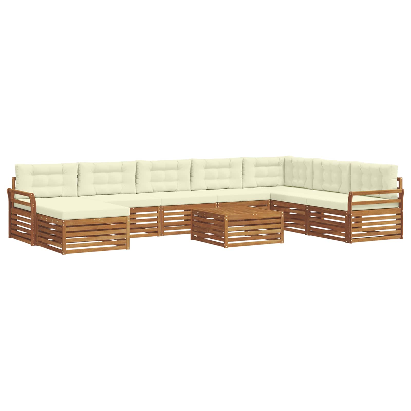 Outdoor-Sofagarnitur 9 pcs Natur und Creme Massivholz Akazie
