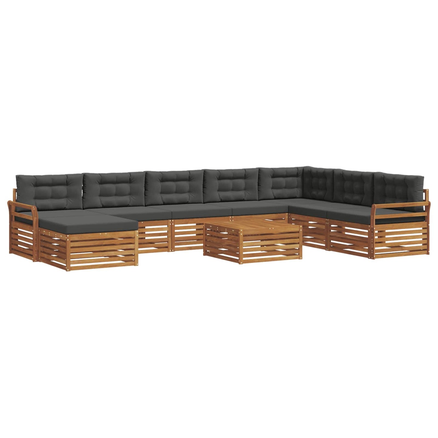 Outdoor-Sofagarnitur 9 stk. Natur und Anthrazit