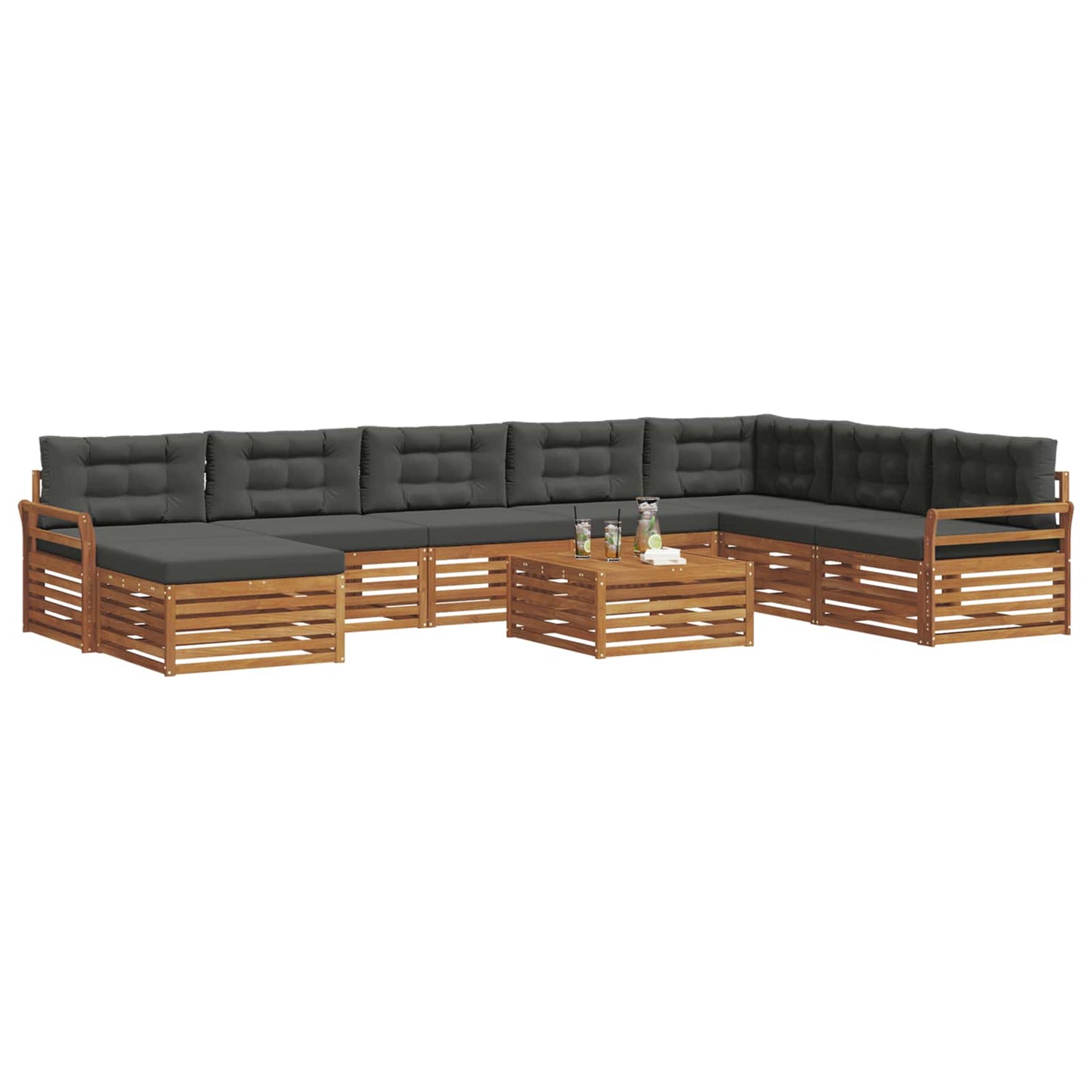Outdoor-Sofagarnitur 9 stk. Natur und Anthrazit