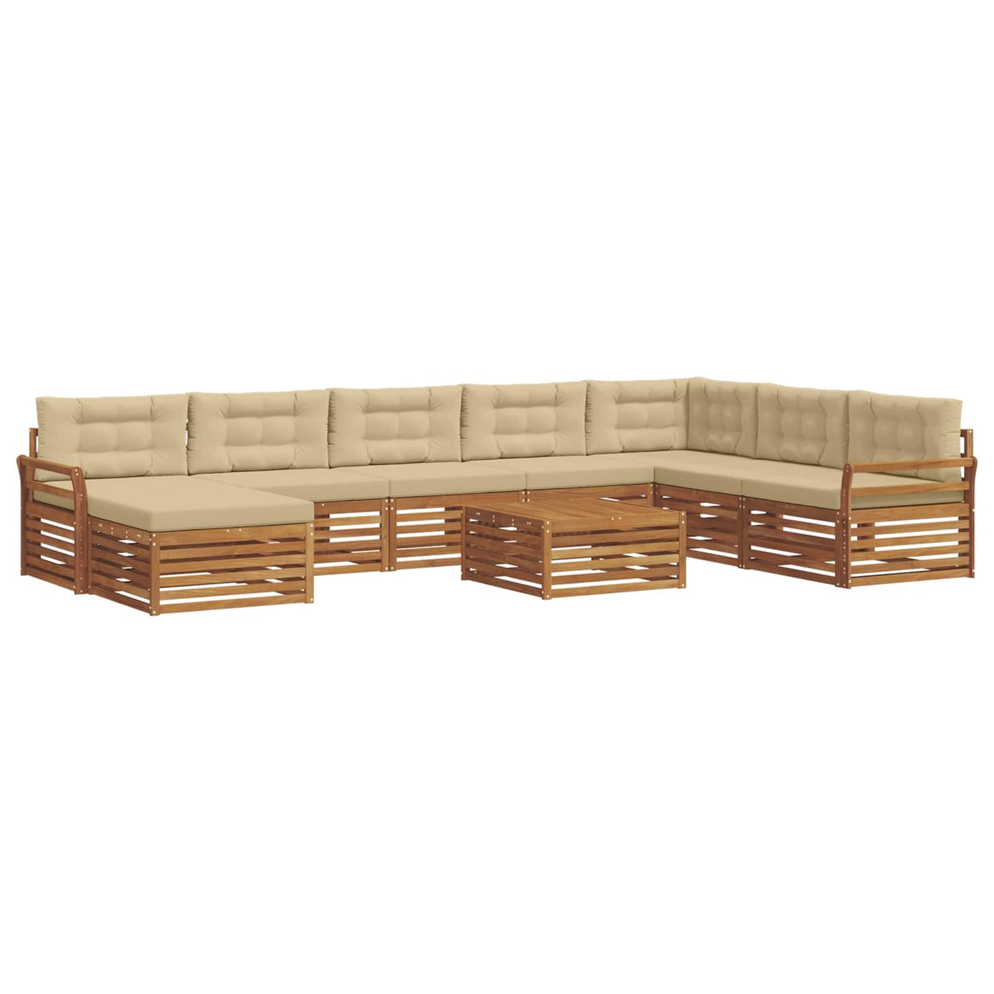 Outdoor-Sofagarnitur 9 pcs Natur und Beige Massivholz Akazie