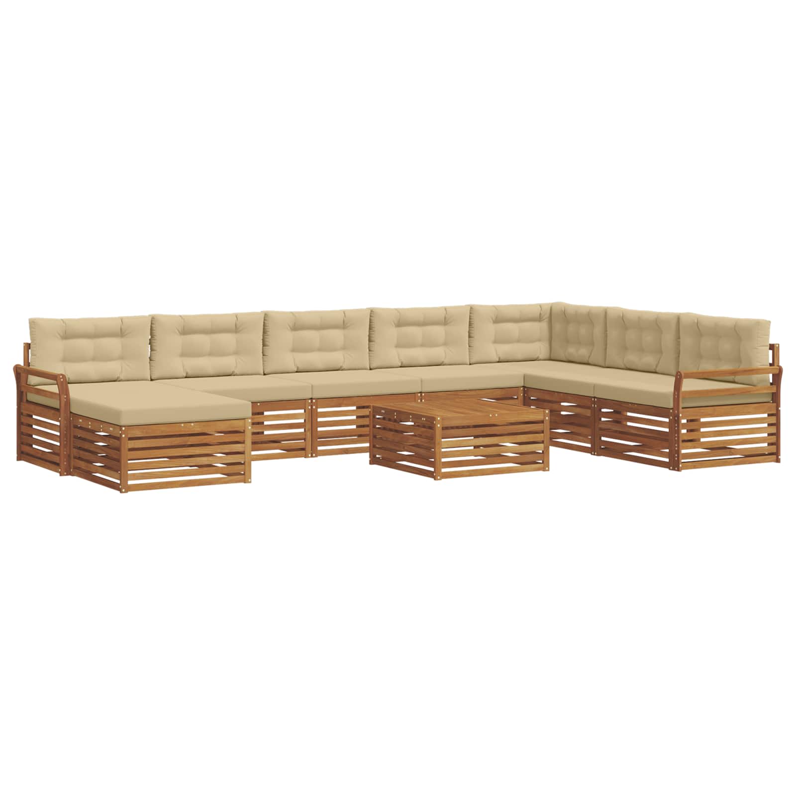 Outdoor-Sofagarnitur 9 pcs Natur und Beige Massivholz Akazie