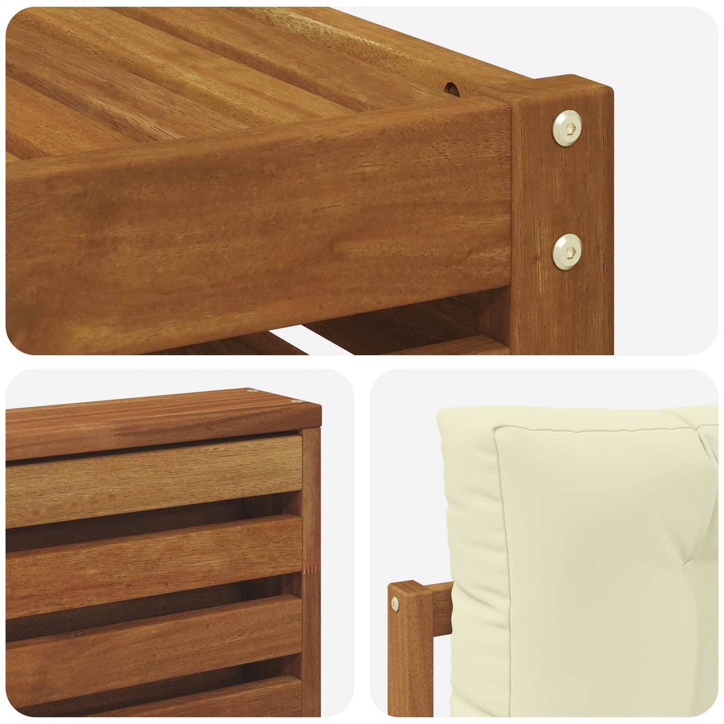 Outdoor-Sofagarnitur 9 stk. Natur und Creme Massivholz Akazie