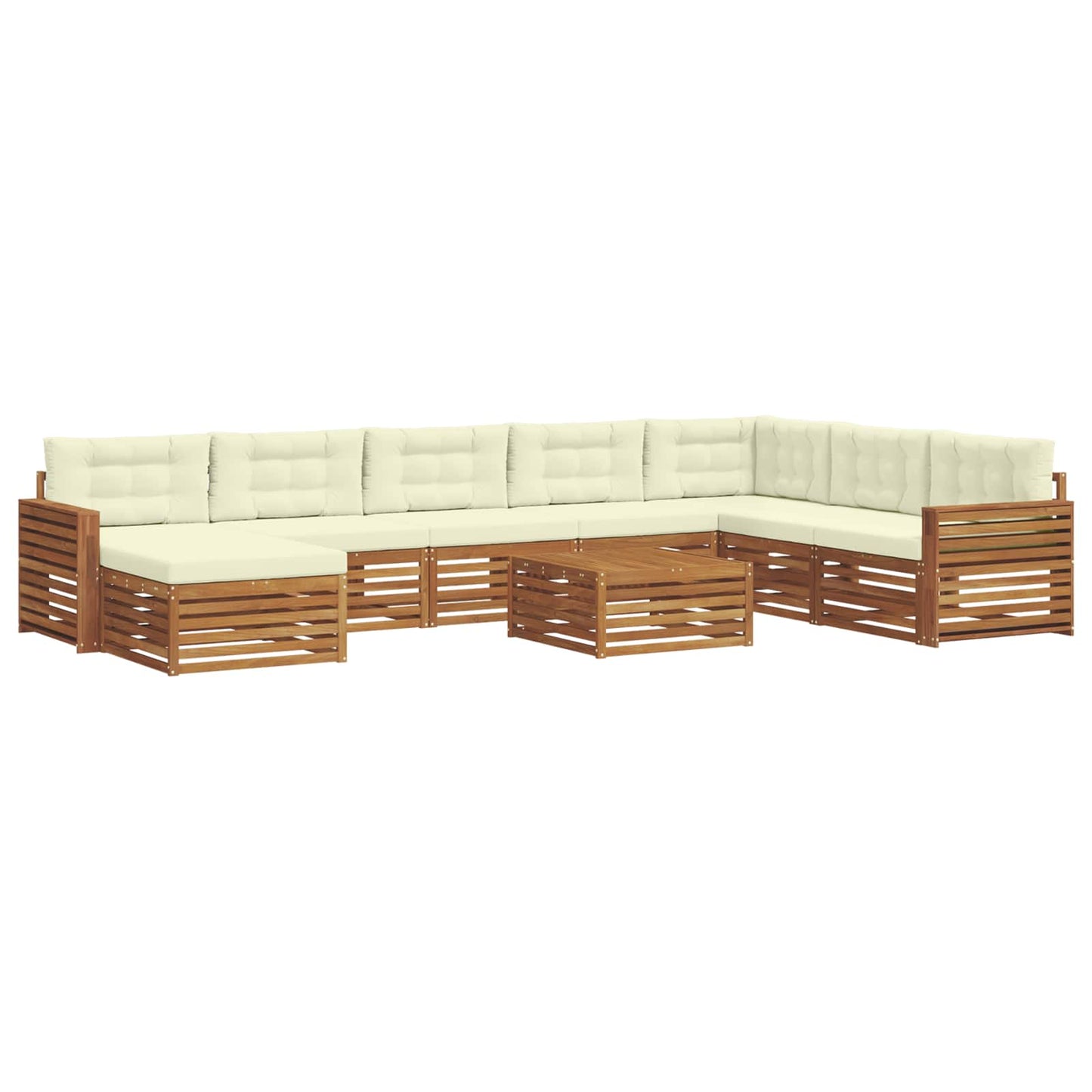 Outdoor-Sofagarnitur 9 stk. Natur und Creme Massivholz Akazie