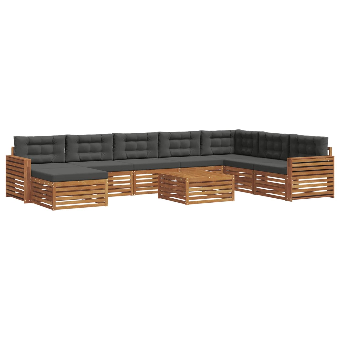 Outdoor-Sofagarnitur 9 stk. Natur und Anthrazit