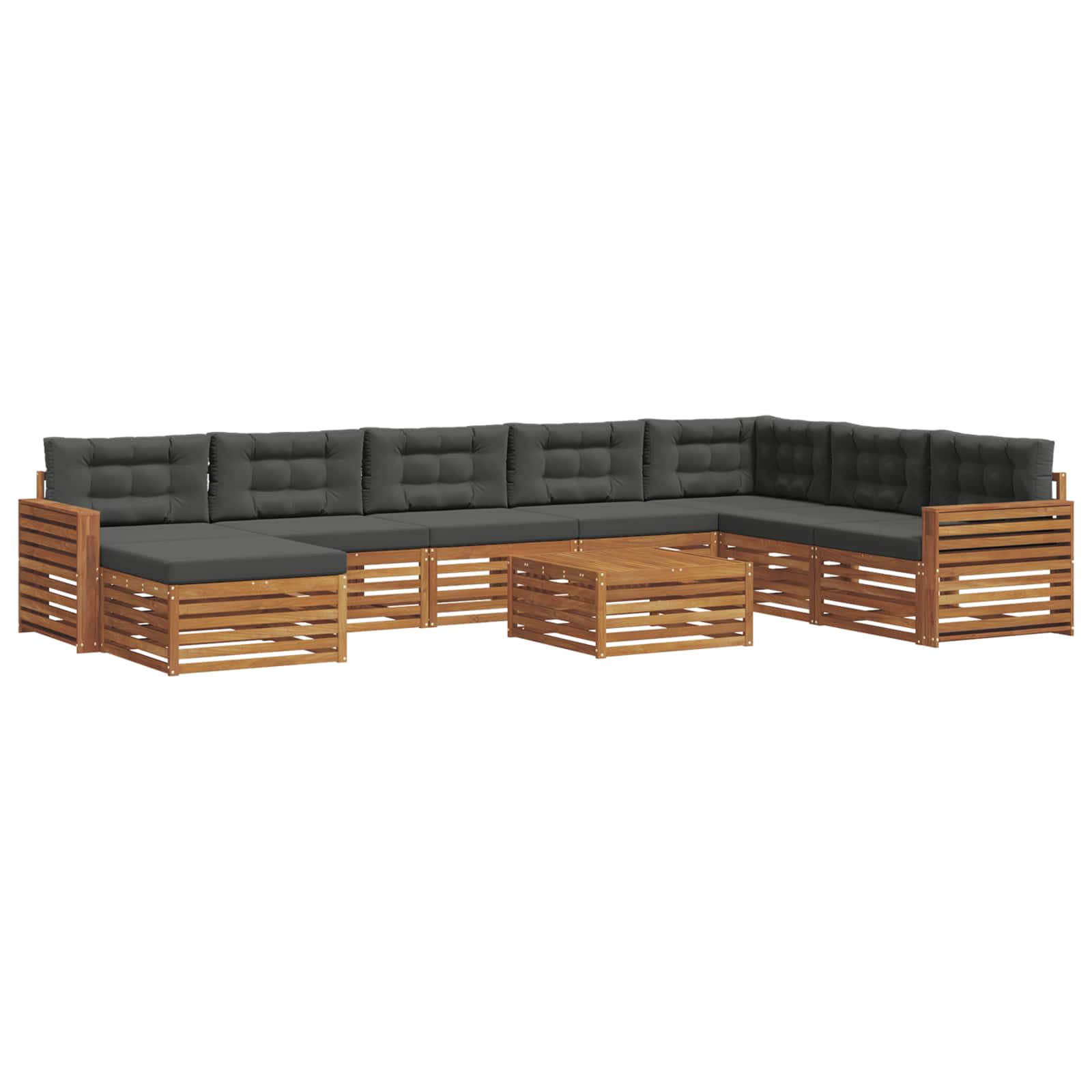 Outdoor-Sofagarnitur 9 stk. Natur und Anthrazit