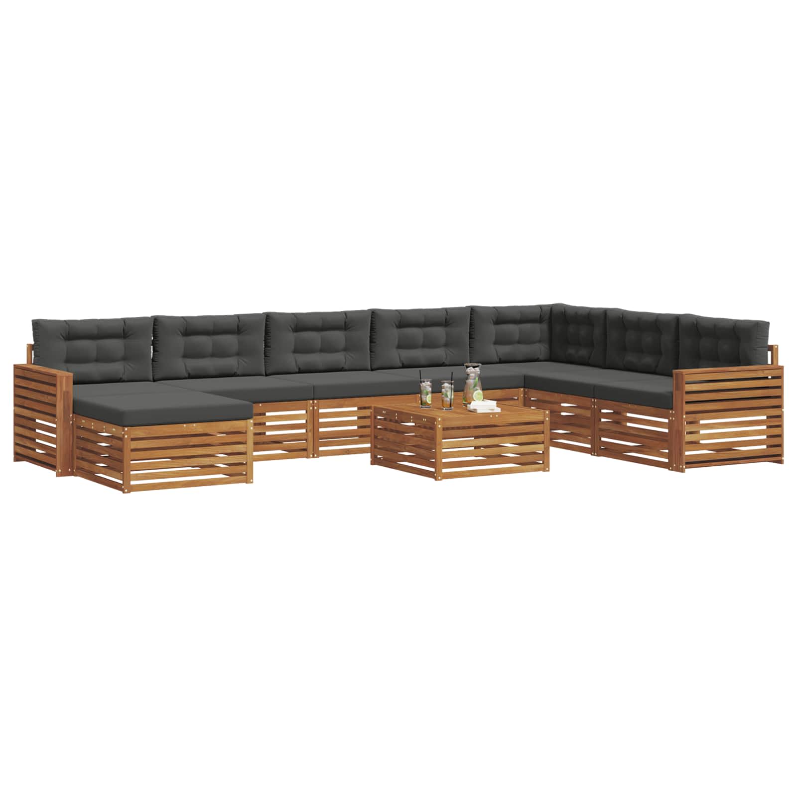 Outdoor-Sofagarnitur 9 stk. Natur und Anthrazit
