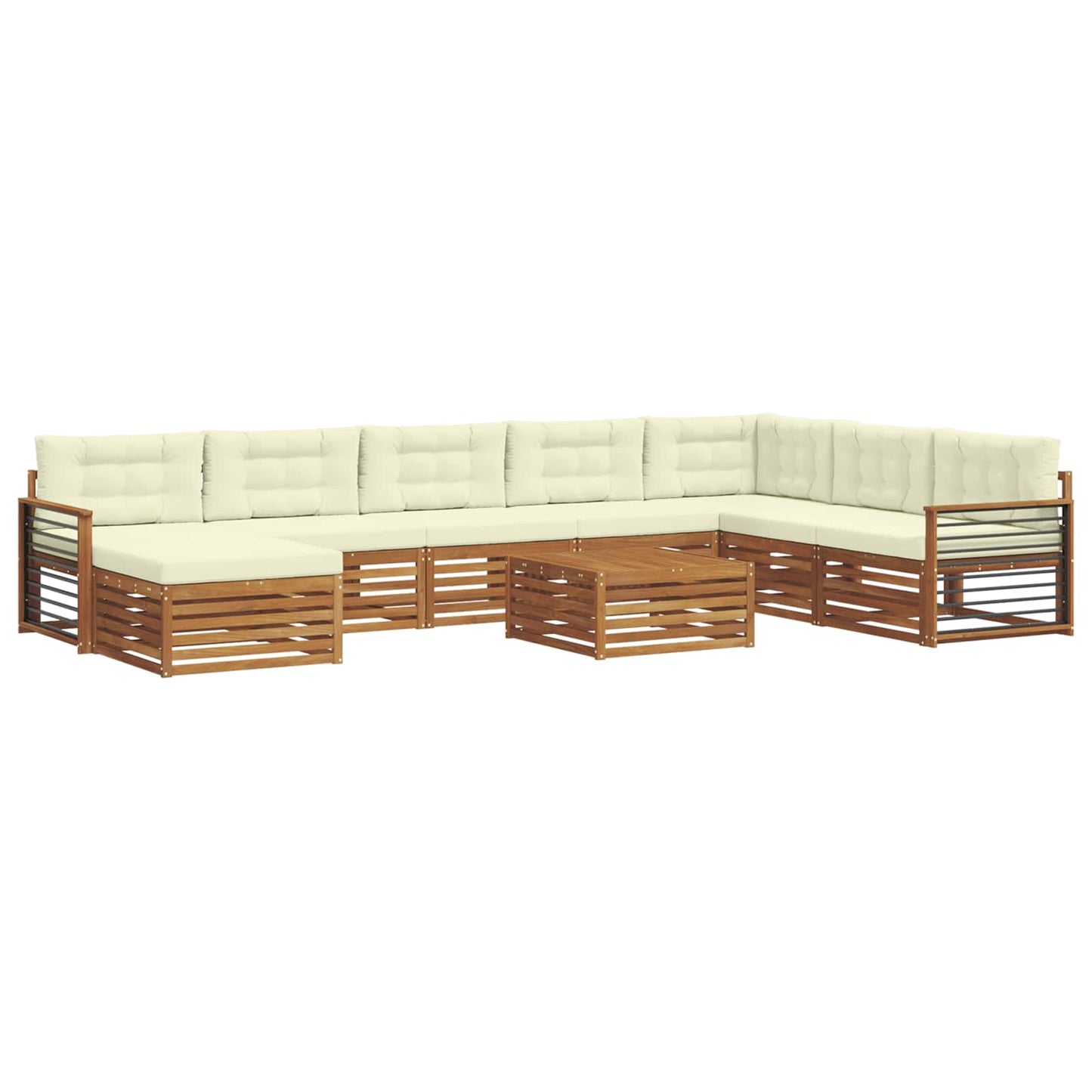 Outdoor-Sofagarnitur 9 pcs Natur und Creme Massivholz Akazie