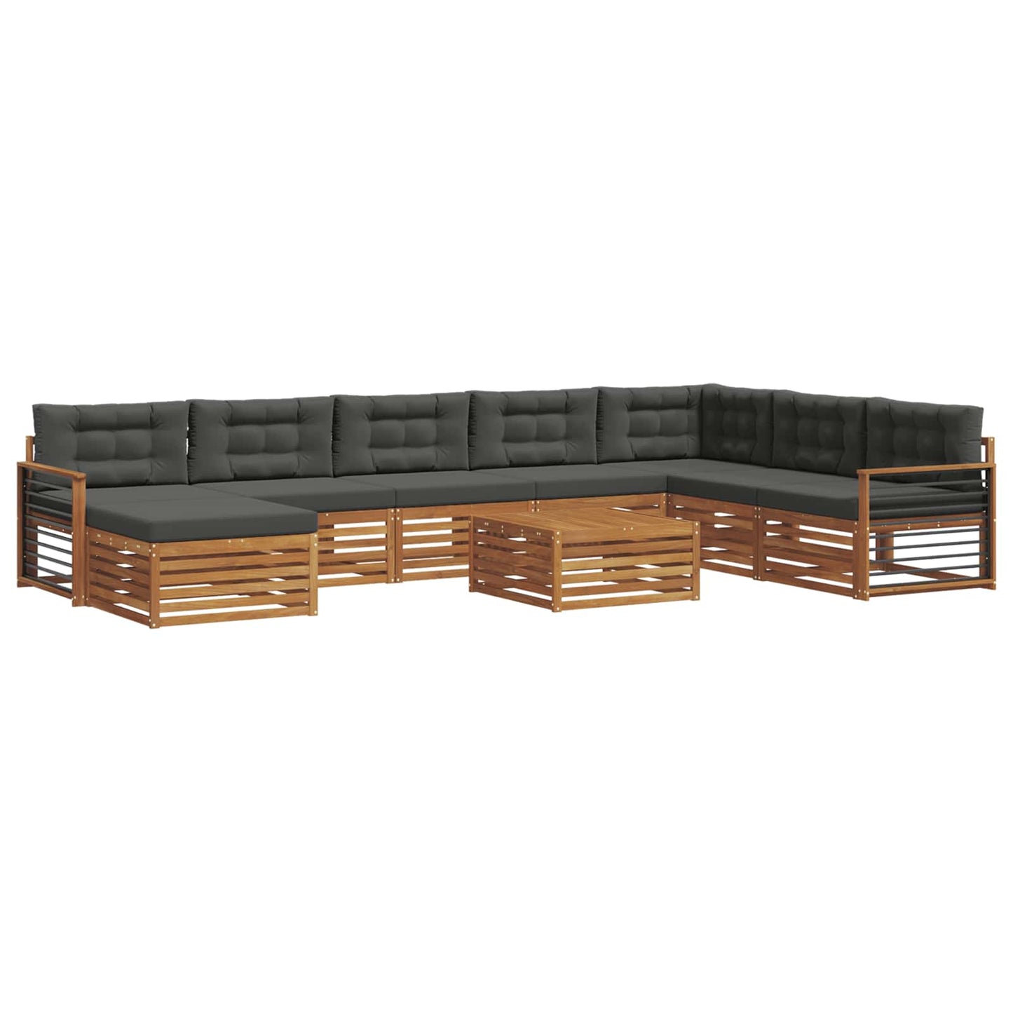 Outdoor-Sofagarnitur 9 stk. Natur und Anthrazit
