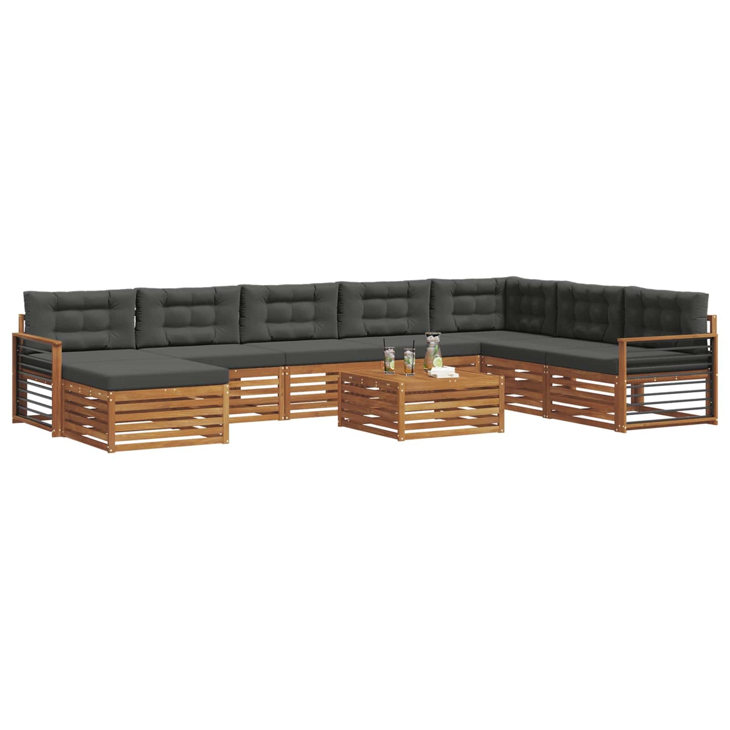 Outdoor-Sofagarnitur 9 stk. Natur und Anthrazit