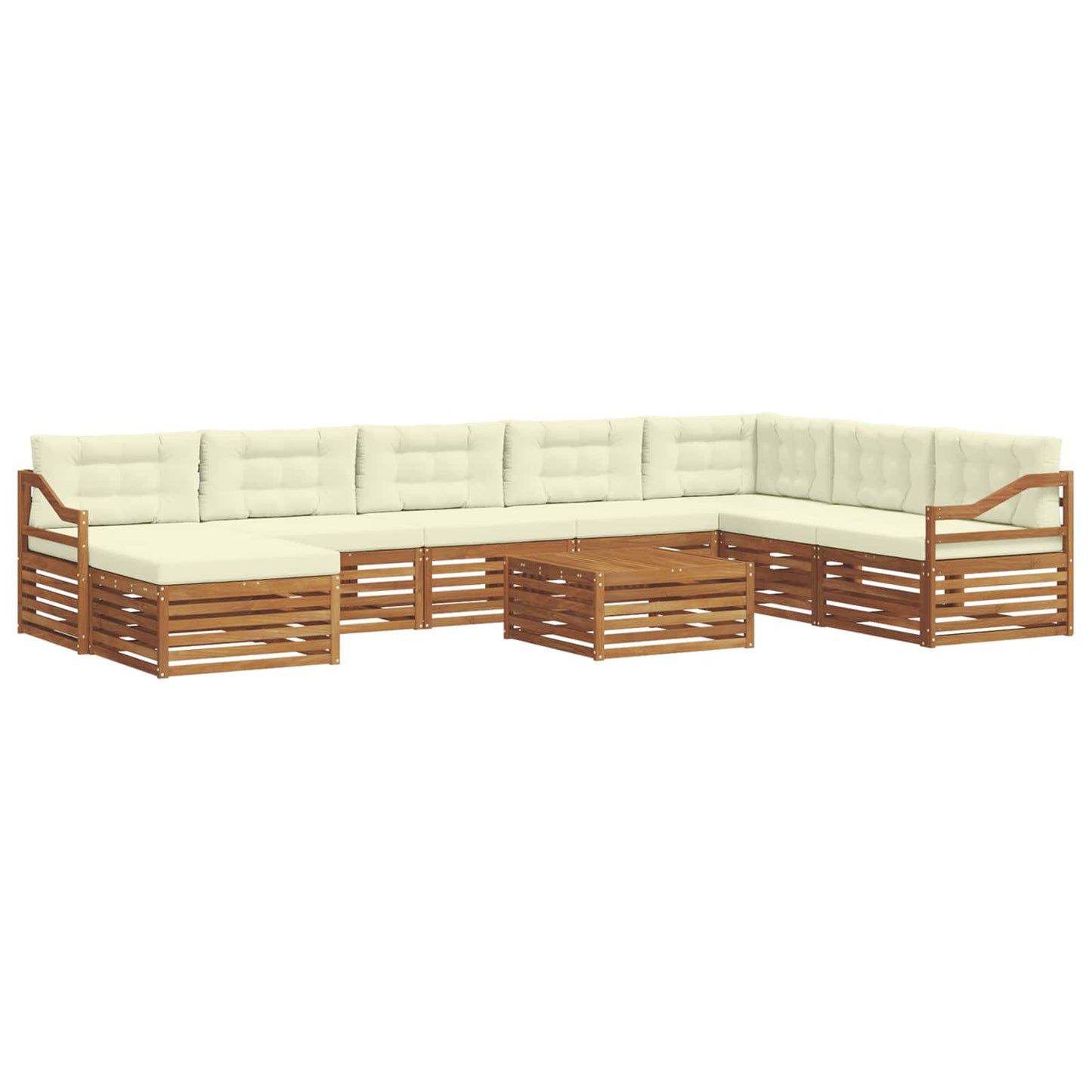 Outdoor-Sofagarnitur 9 pcs Natur und Creme Massivholz Akazie