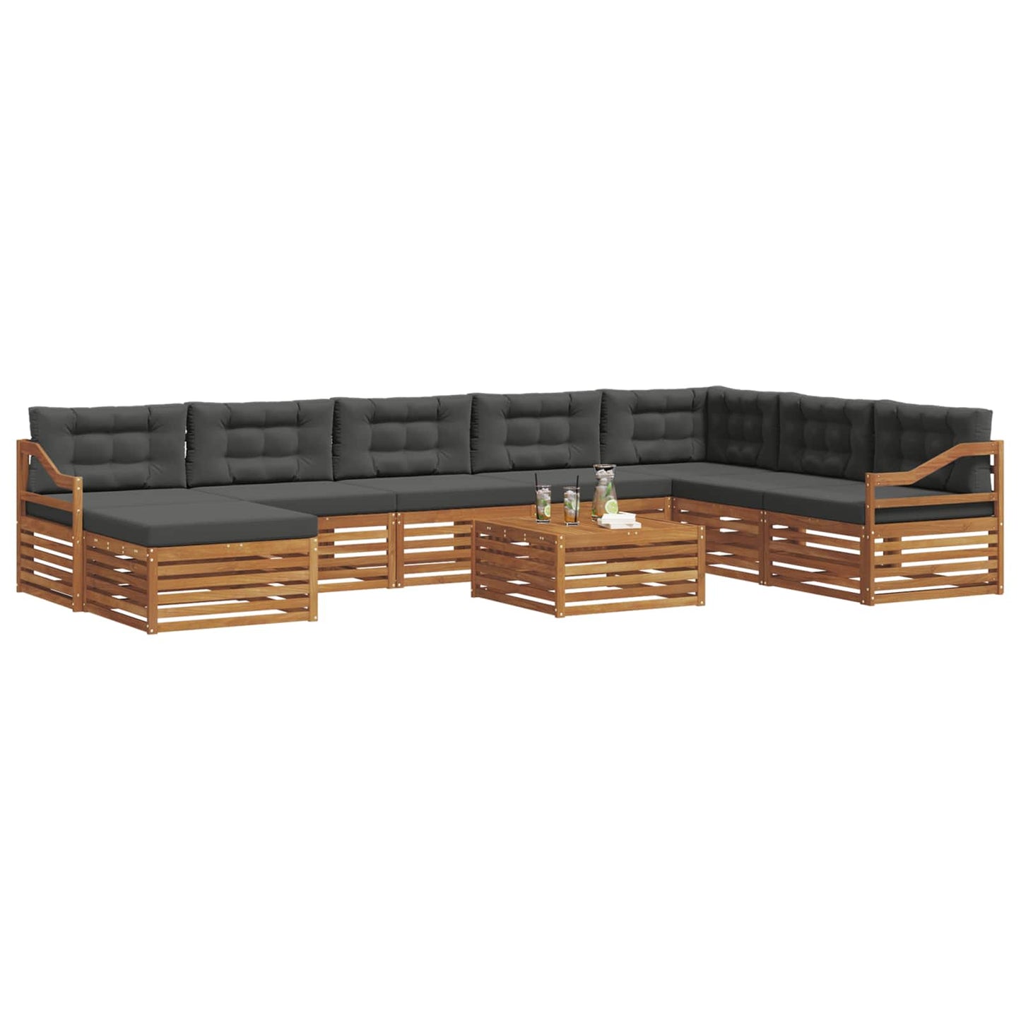 Outdoor-Sofagarnitur 9 stk. Natur und Anthrazit