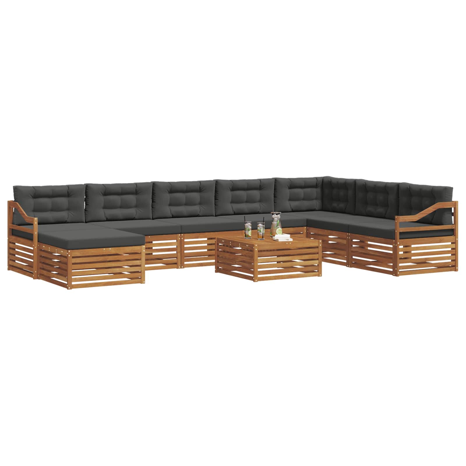Outdoor-Sofagarnitur 9 stk. Natur und Anthrazit