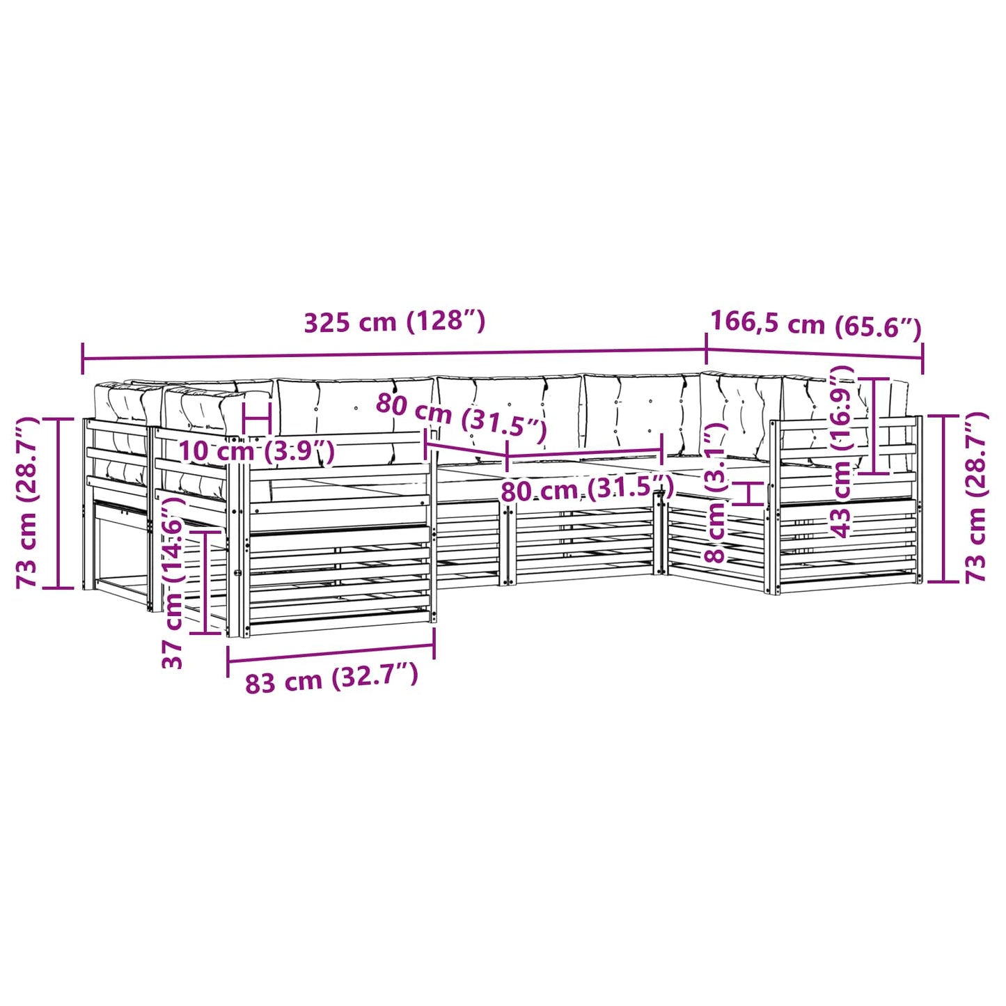 Outdoor-Sofagarnitur 6 stk. Natur und Anthrazit