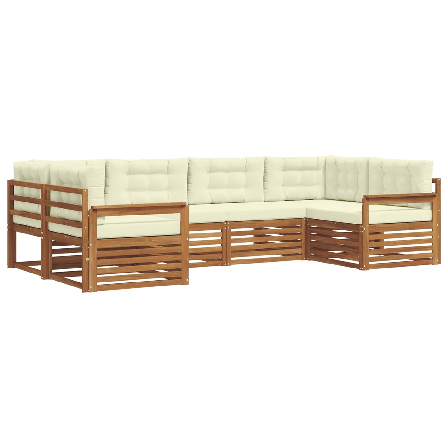 Outdoor-Sofagarnitur mit Kissen 6 pcs Natur und Creme
