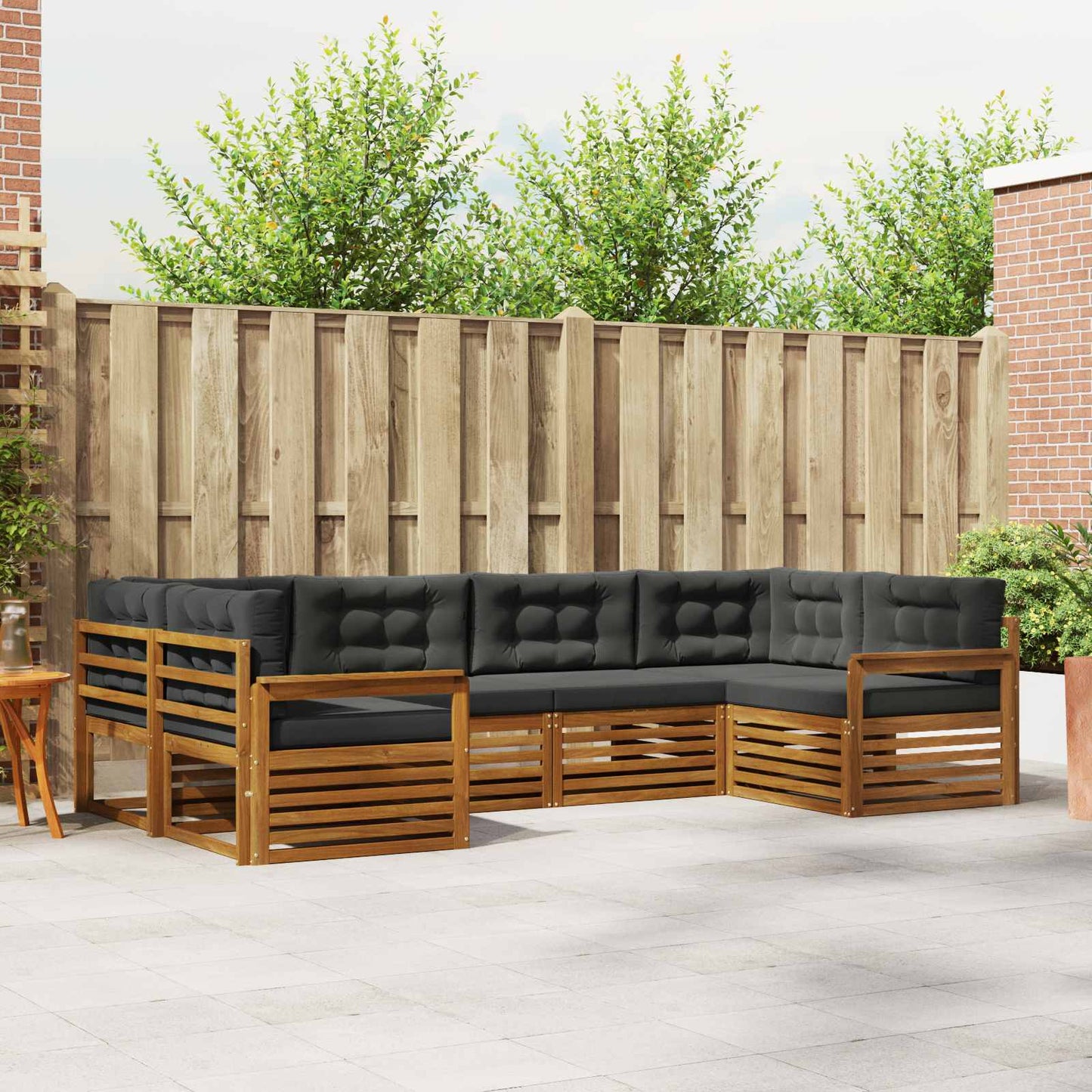 Outdoor-Sofagarnitur 6 stk. Natur und Anthrazit