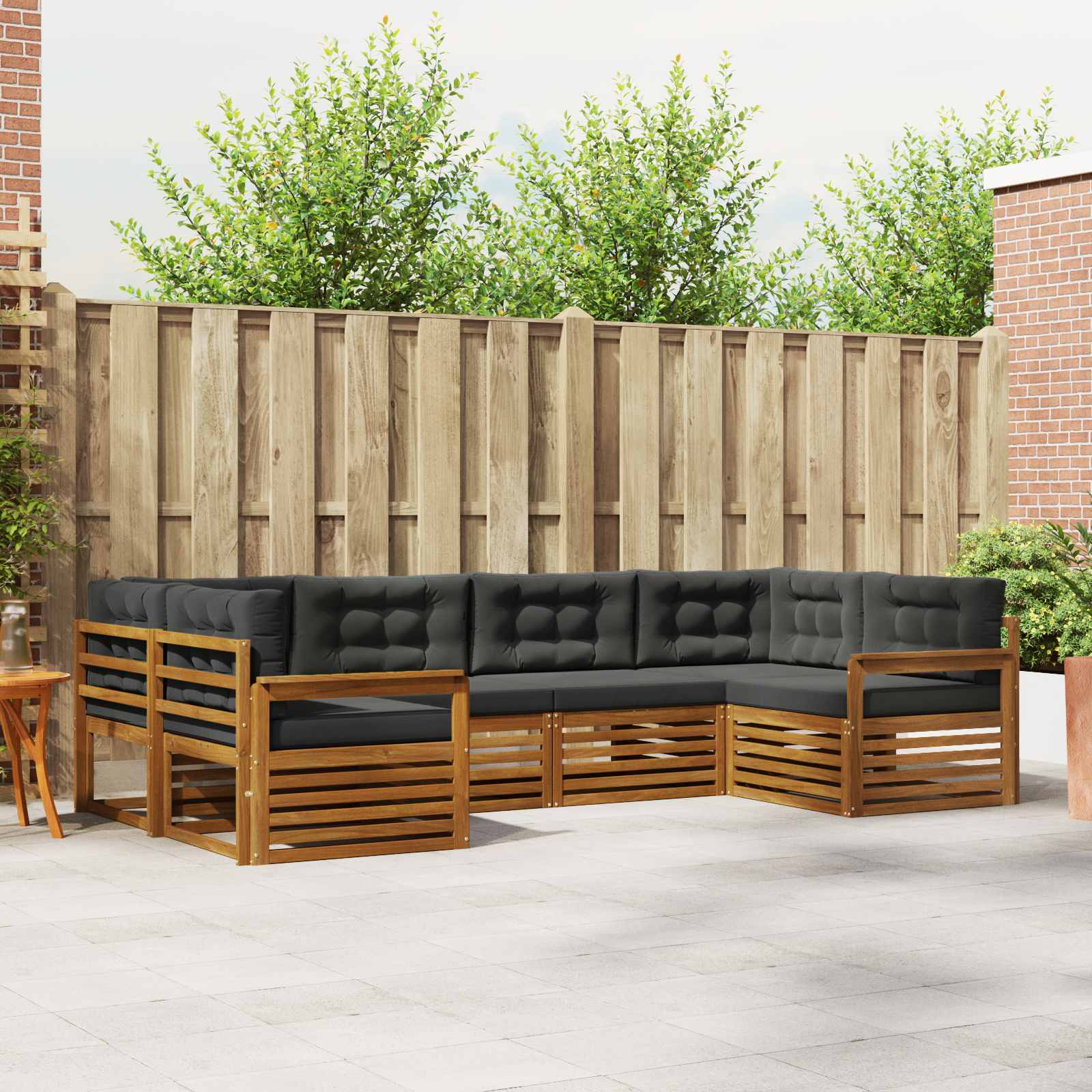 Outdoor-Sofagarnitur 6 stk. Natur und Anthrazit