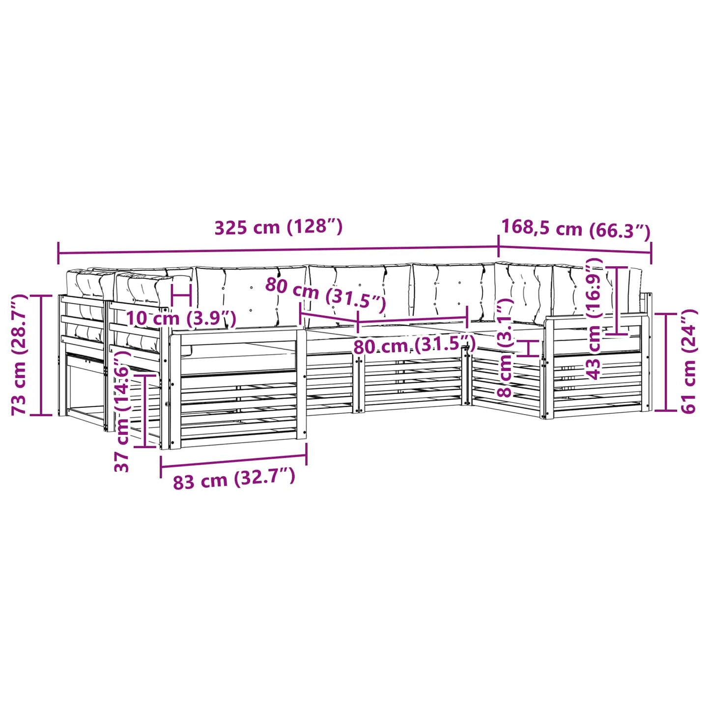 Outdoor-Sofagarnitur 6 stk. Natur und Anthrazit