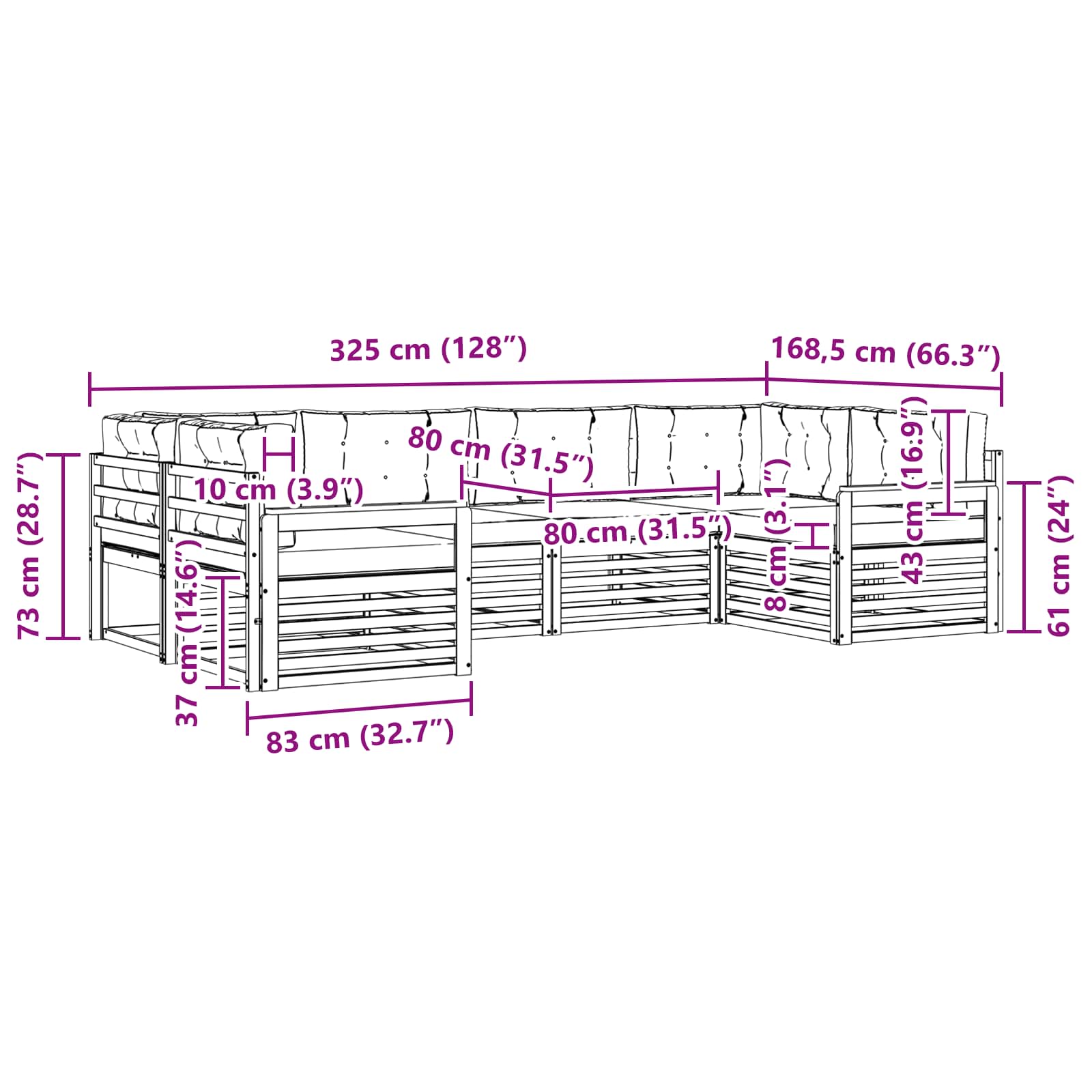 Outdoor-Sofagarnitur 6 stk. Natur und Anthrazit