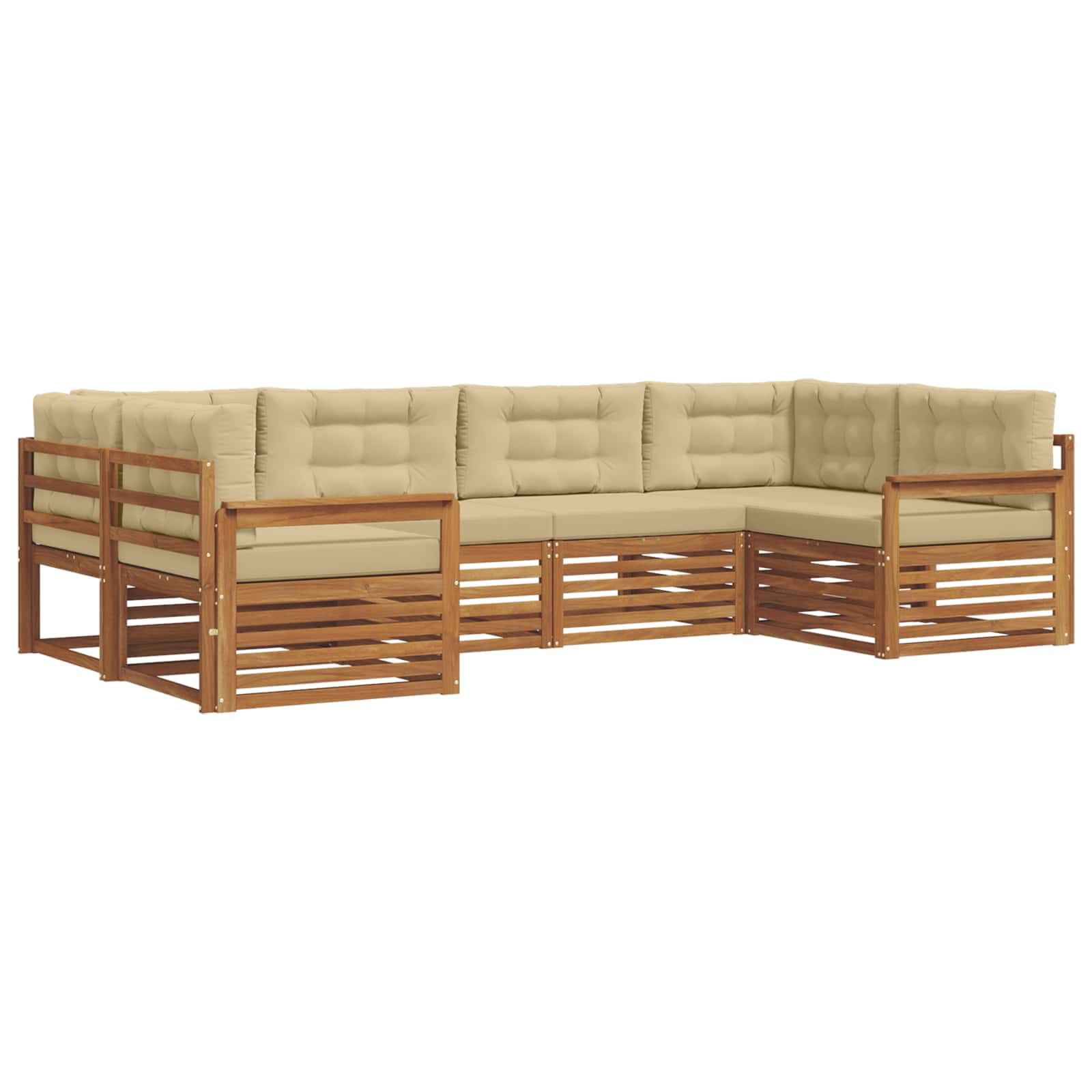 Outdoor-Sofagarnitur mit Kissen 6 pcs Natur und Beige