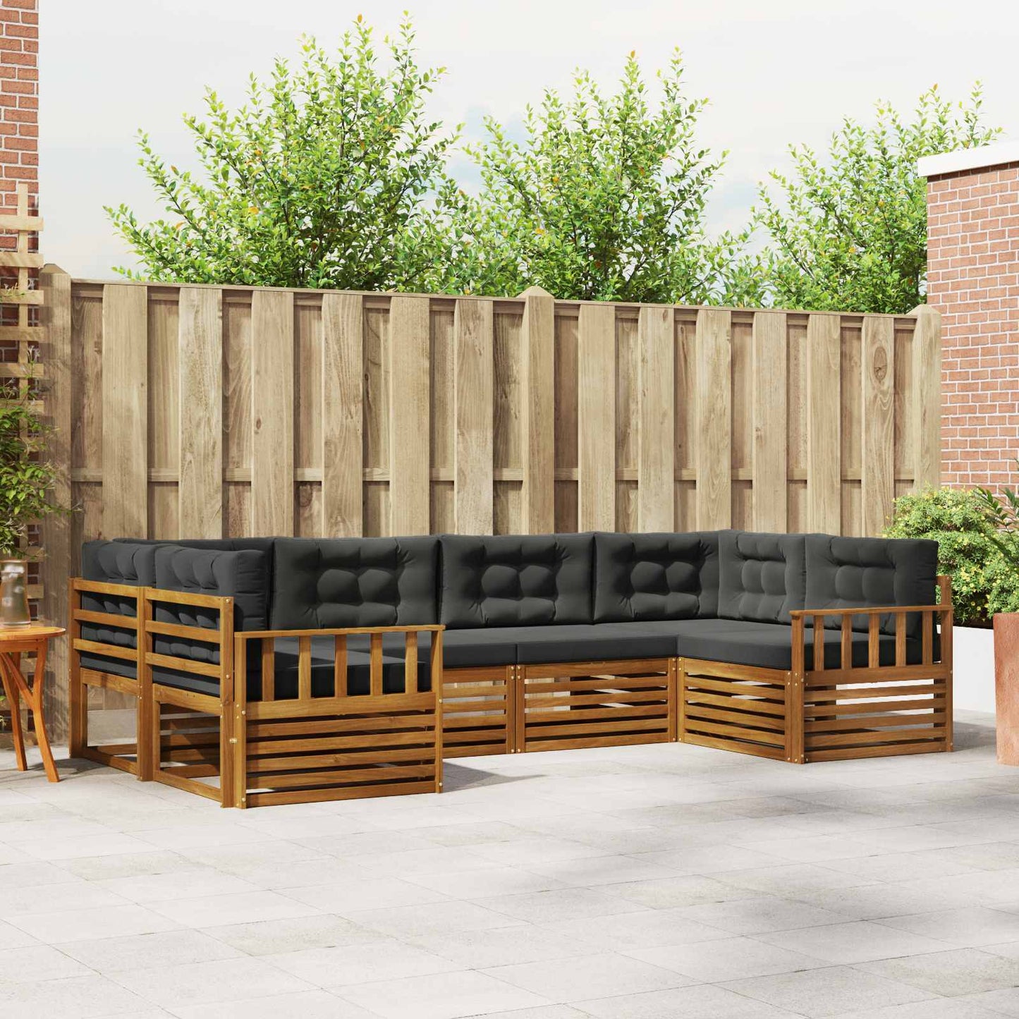 Outdoor-Sofagarnitur 6 stk. Natur und Anthrazit