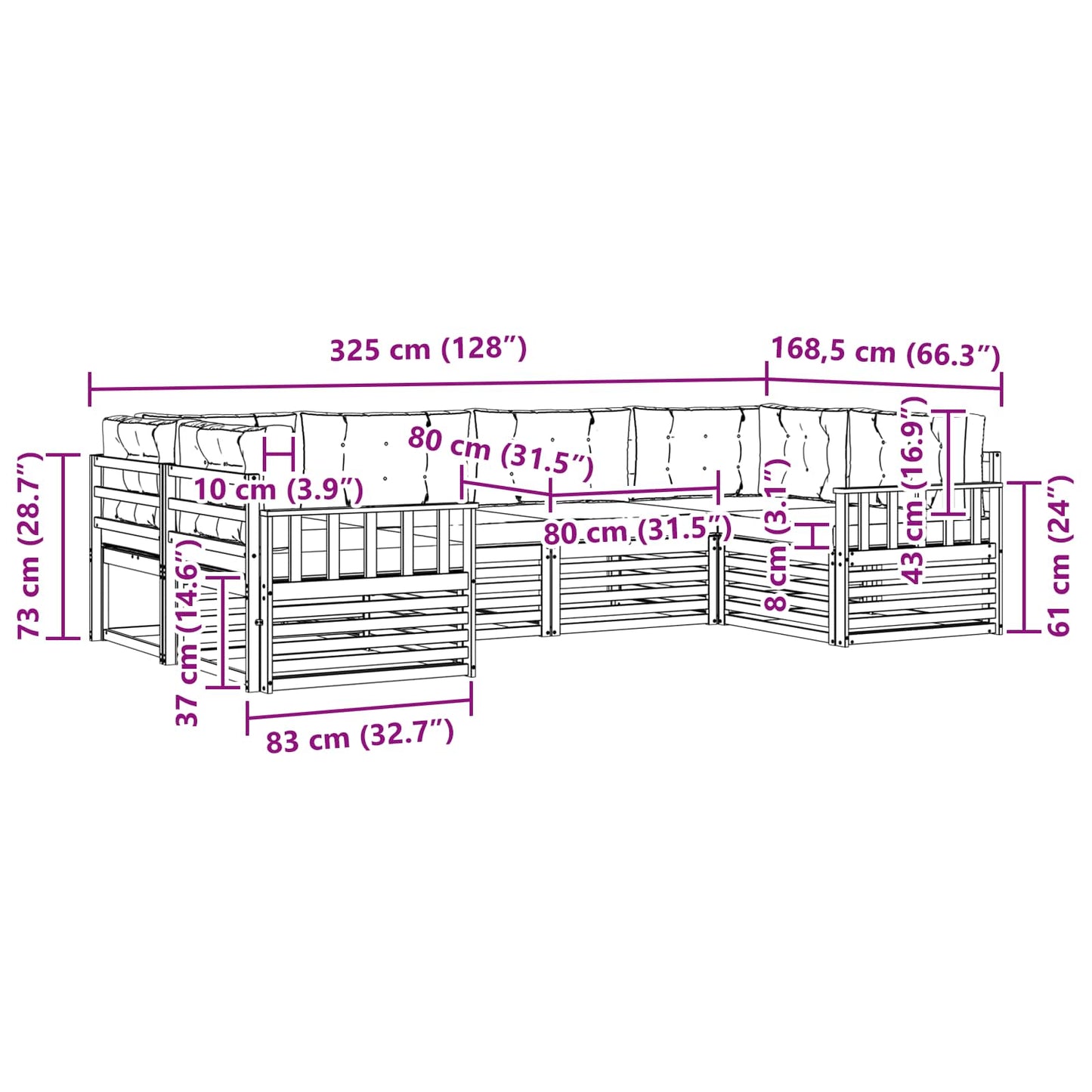 Outdoor-Sofagarnitur 6 stk. Natur und Anthrazit